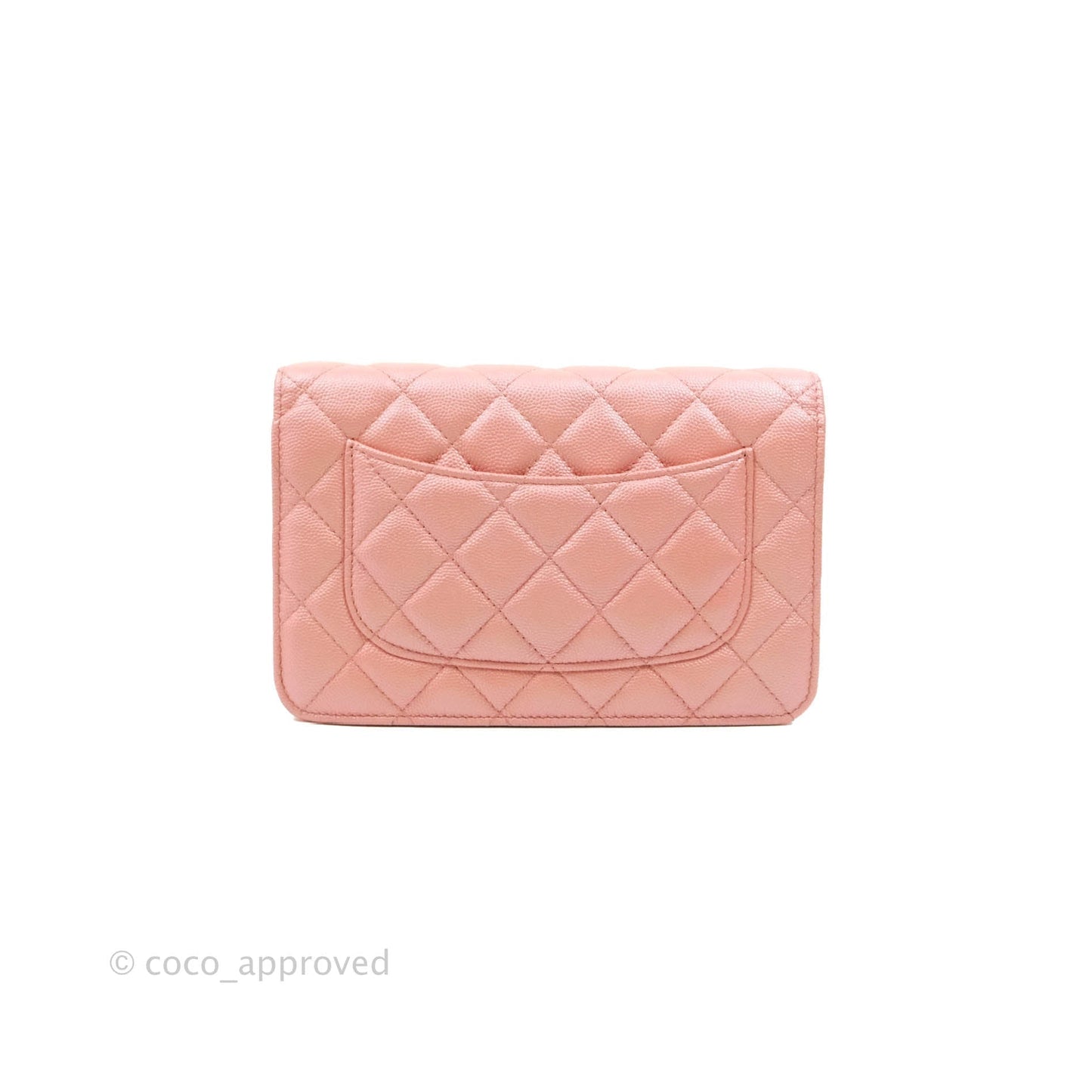 Chanel Quilted Wallet on Chain WOC Iridescent Pink Caviar Gold Hardware 19S