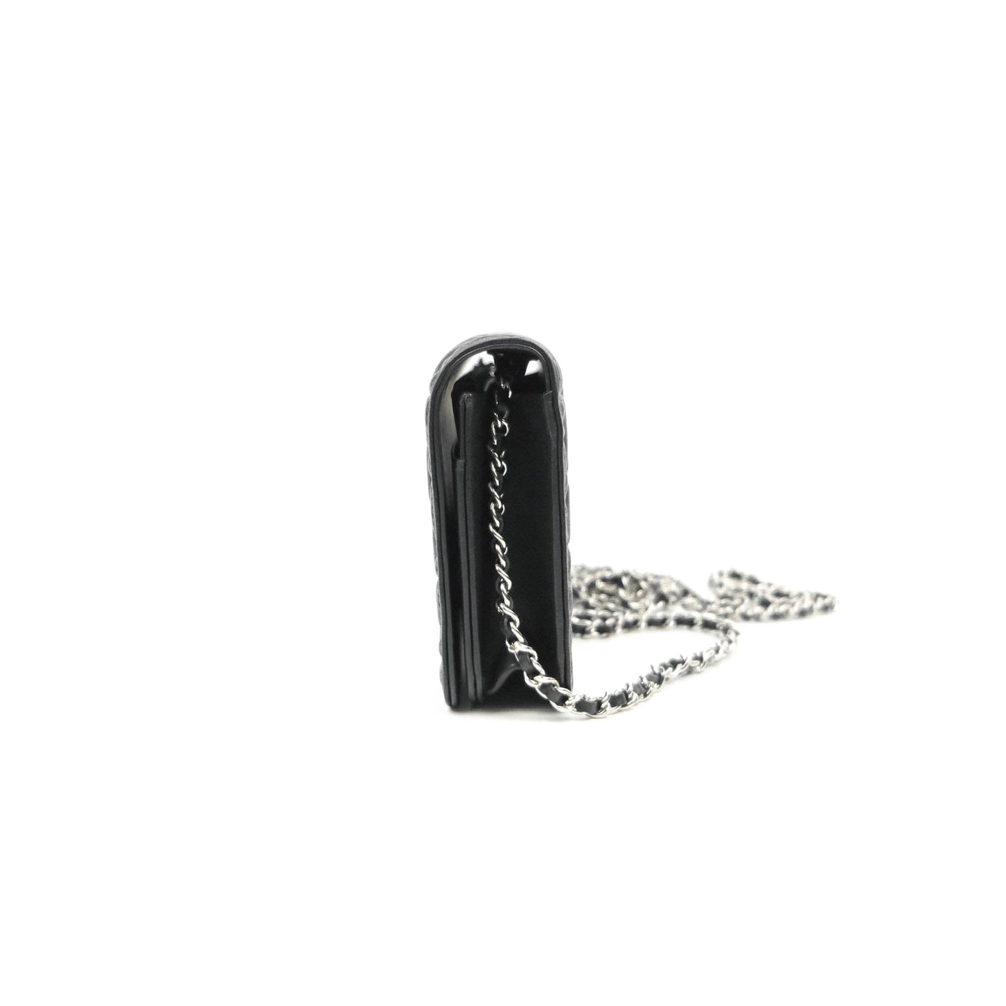 Chanel Camellia Wallet on Chain WOC Black Calfskin Silver Hardware