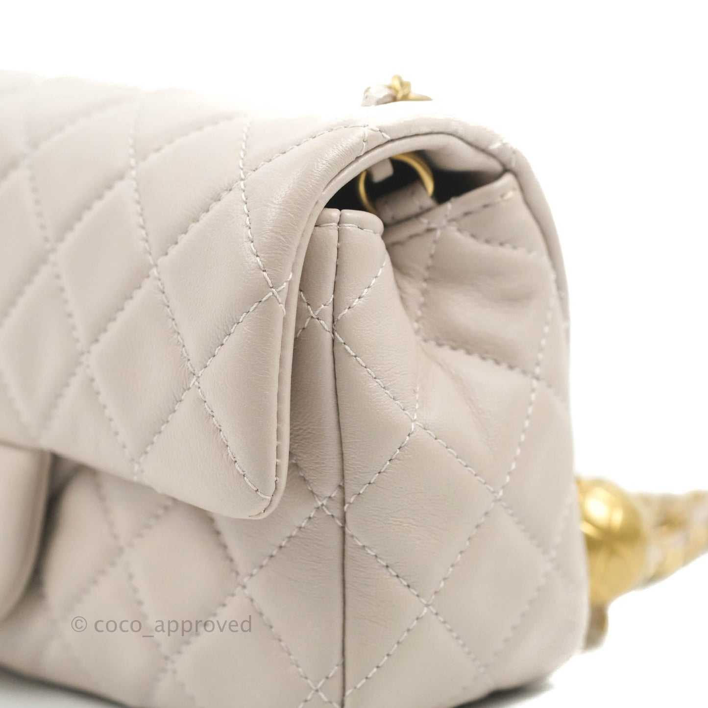 Chanel Mini Rectangular Pearl Crush Quilted Lilac Lambskin Aged Gold Hardware