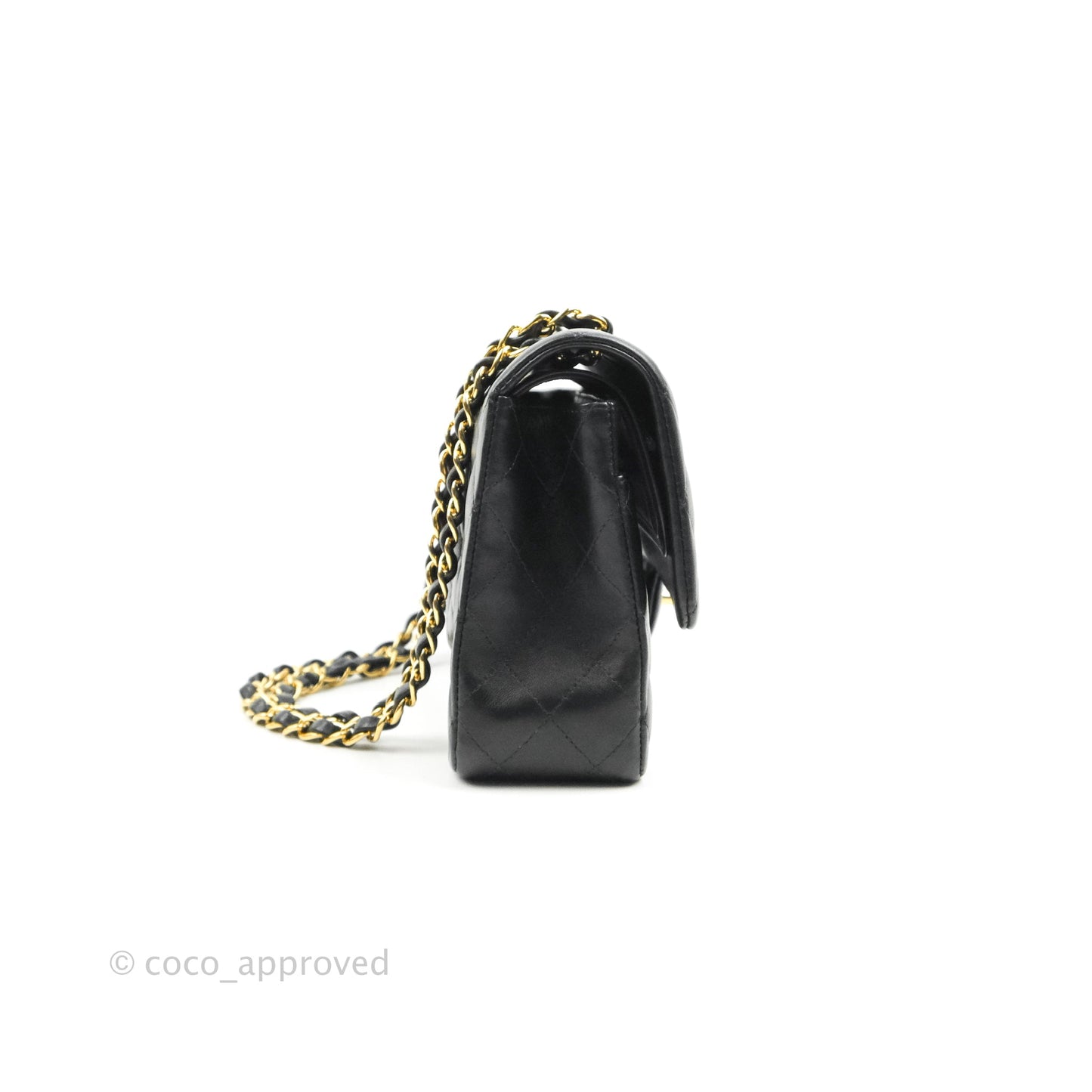 Chanel Classic M/L Medium Double Flap Black Lambskin Gold Hardware