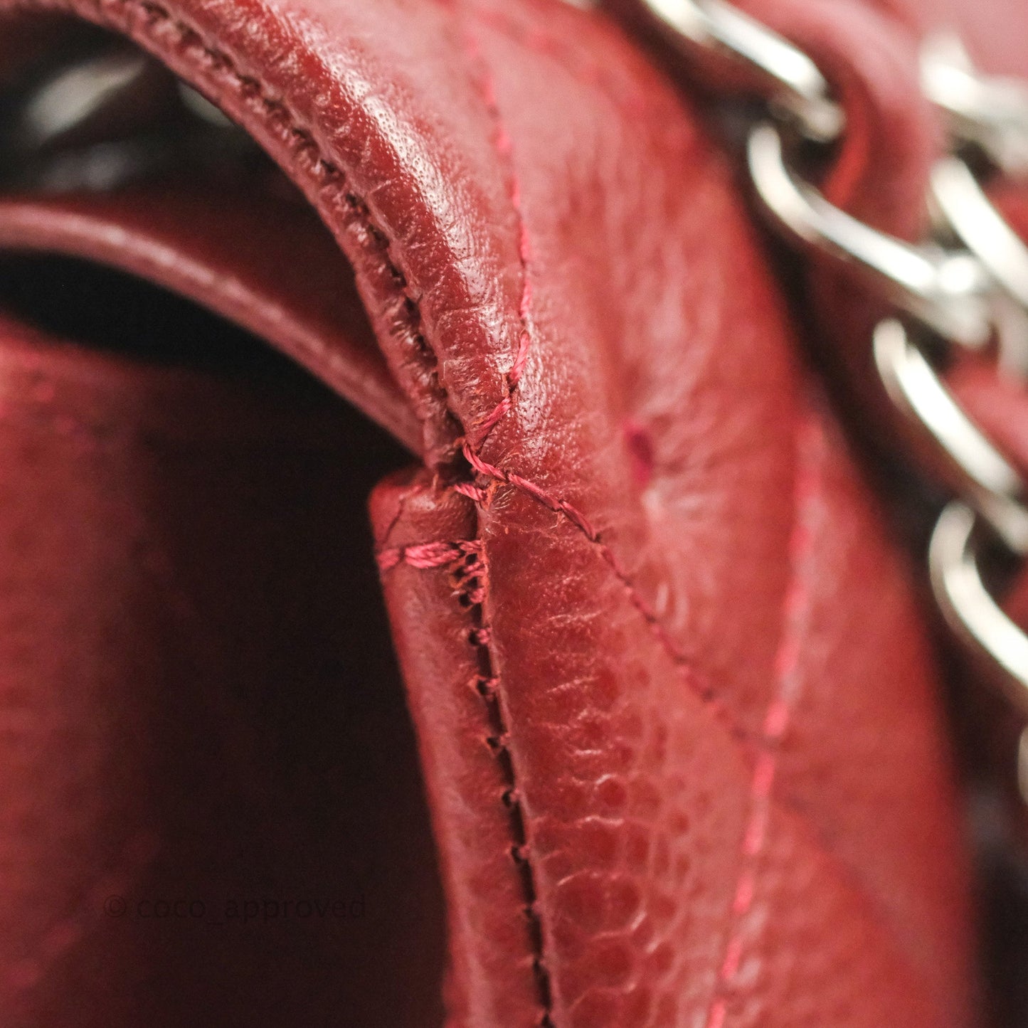 Chanel Classic M/L Medium Flap Quilted Dark Red Caviar Silver Hardware