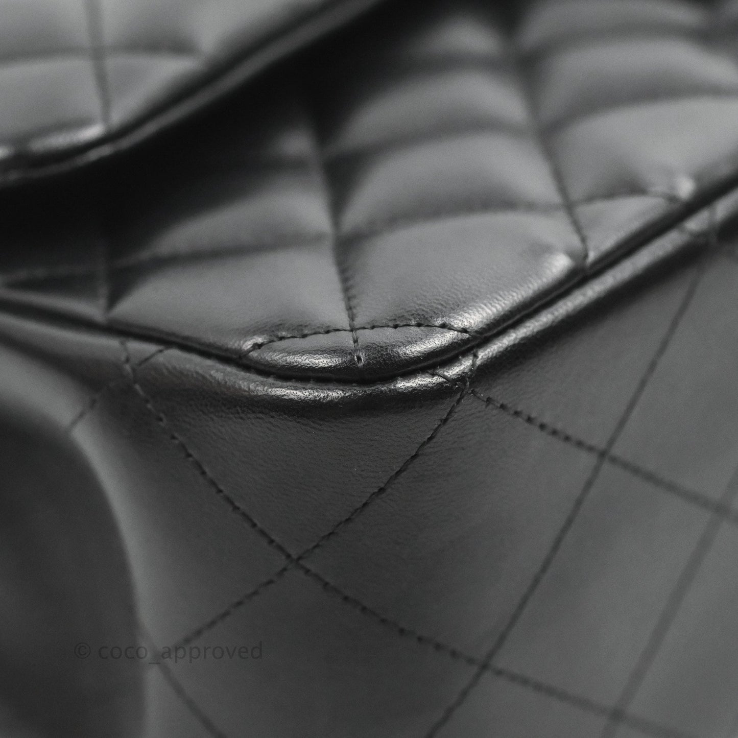 Chanel Quilted Jumbo Double Flap Black Lambskin Silver Hardware