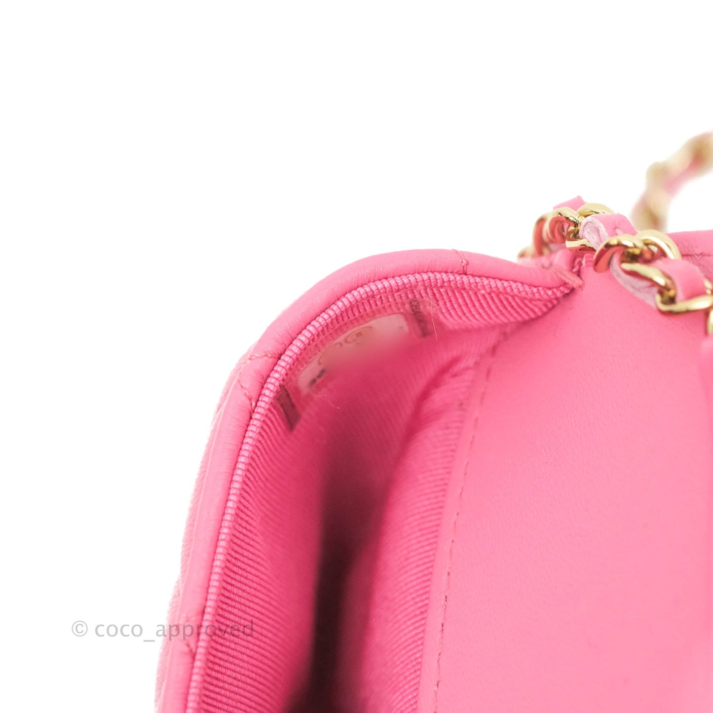 Chanel Quilted Case With Chain Pink Lambskin Gold Hardware
