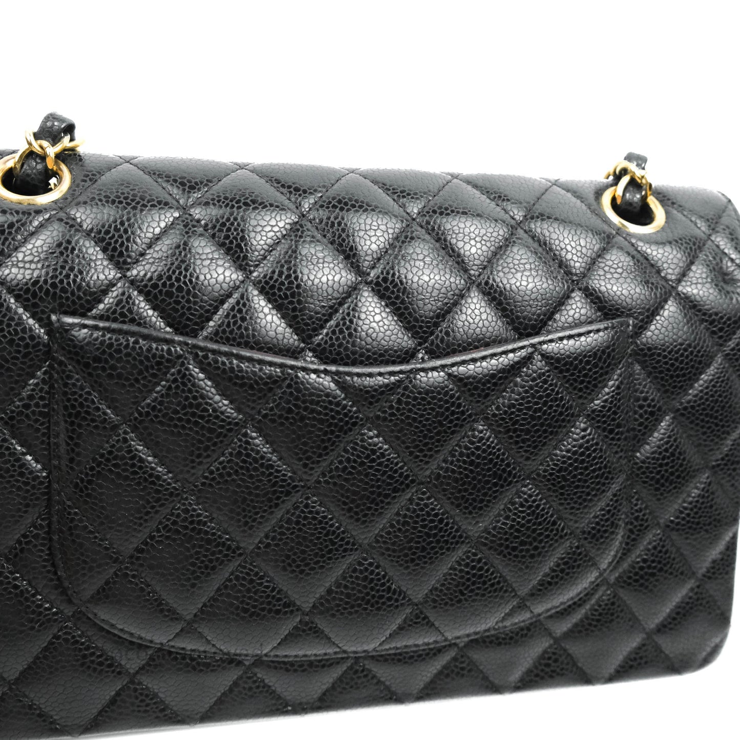 Chanel Classic M/L Medium Double Flap Black Caviar Gold Hardware