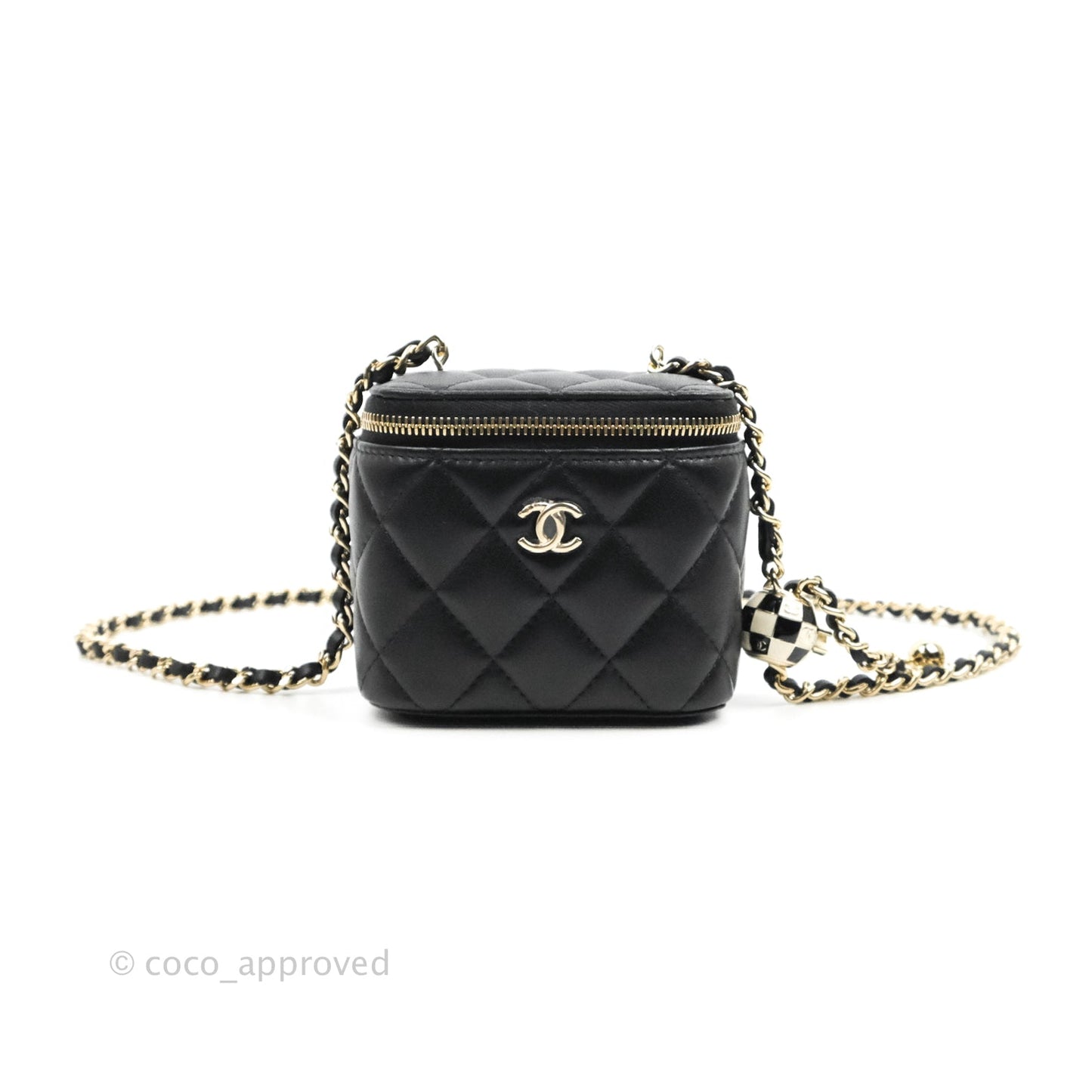 Chanel Classic Mini Vanity With CC Chain Black Lambskin Gold Hardware