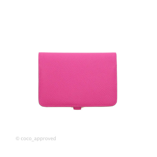 Hermes Dogon Compact wallet Rose Pourpre Silver Hardware