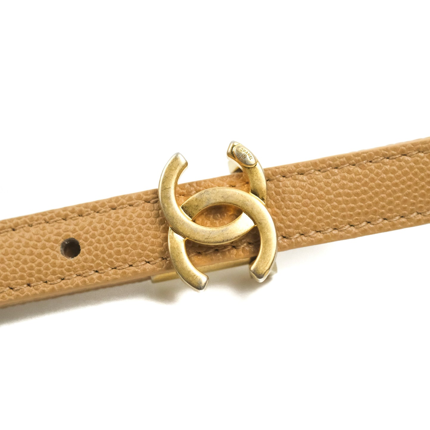 Chanel Mini Messenger Bag Beige Caviar Gold Hardware 21K