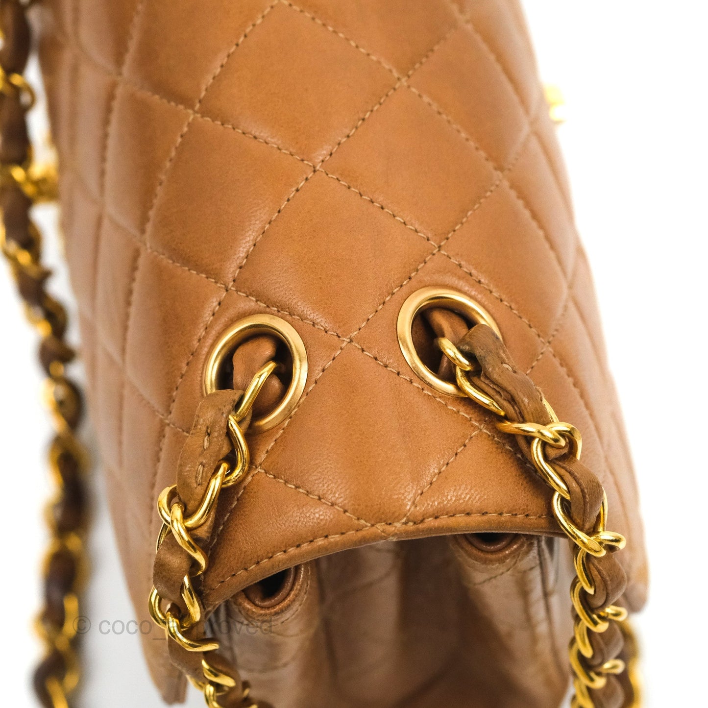 Chanel Vintage Double-sided Small Flap Brown Caramel Lambskin 24K Gold Hardware