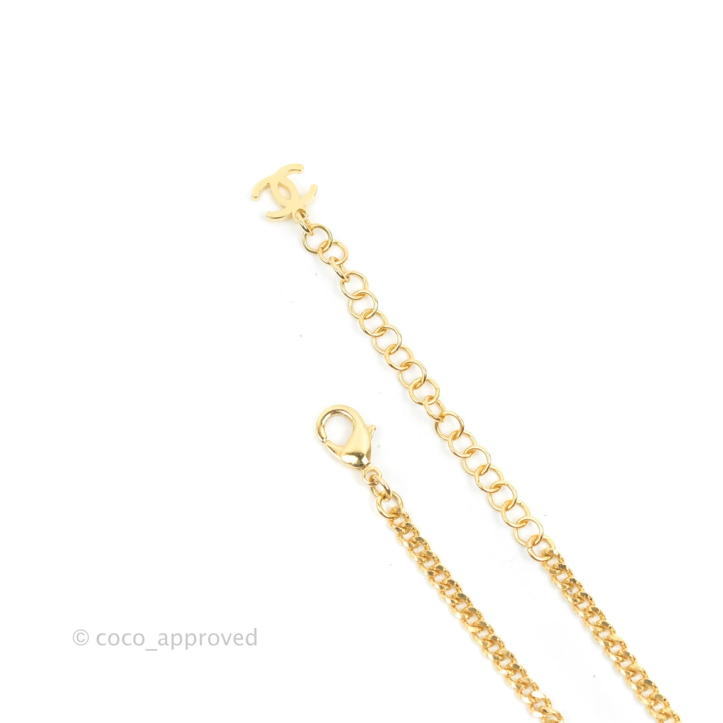Chanel CC Crystal Necklace Gold Tone 22A