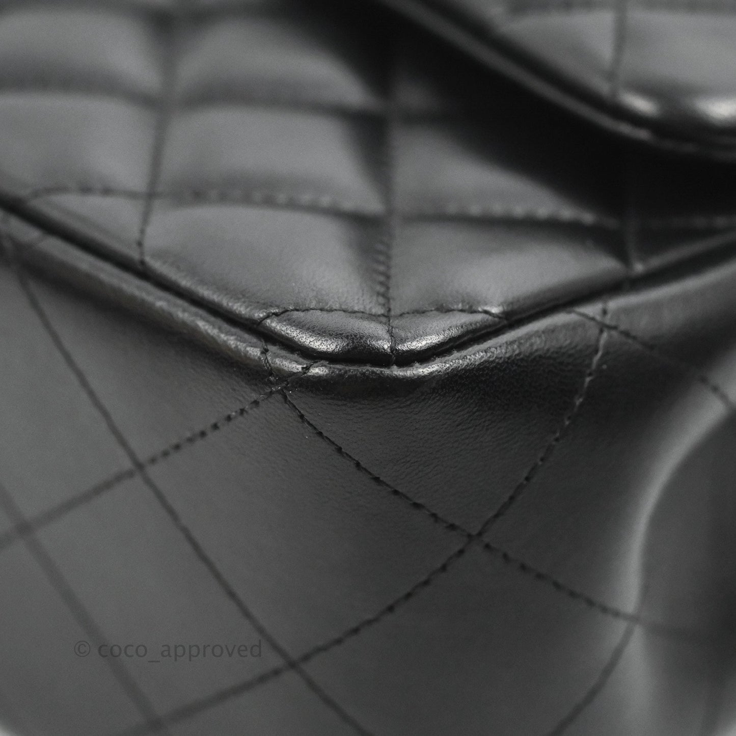 Chanel Quilted Jumbo Double Flap Black Lambskin Silver Hardware