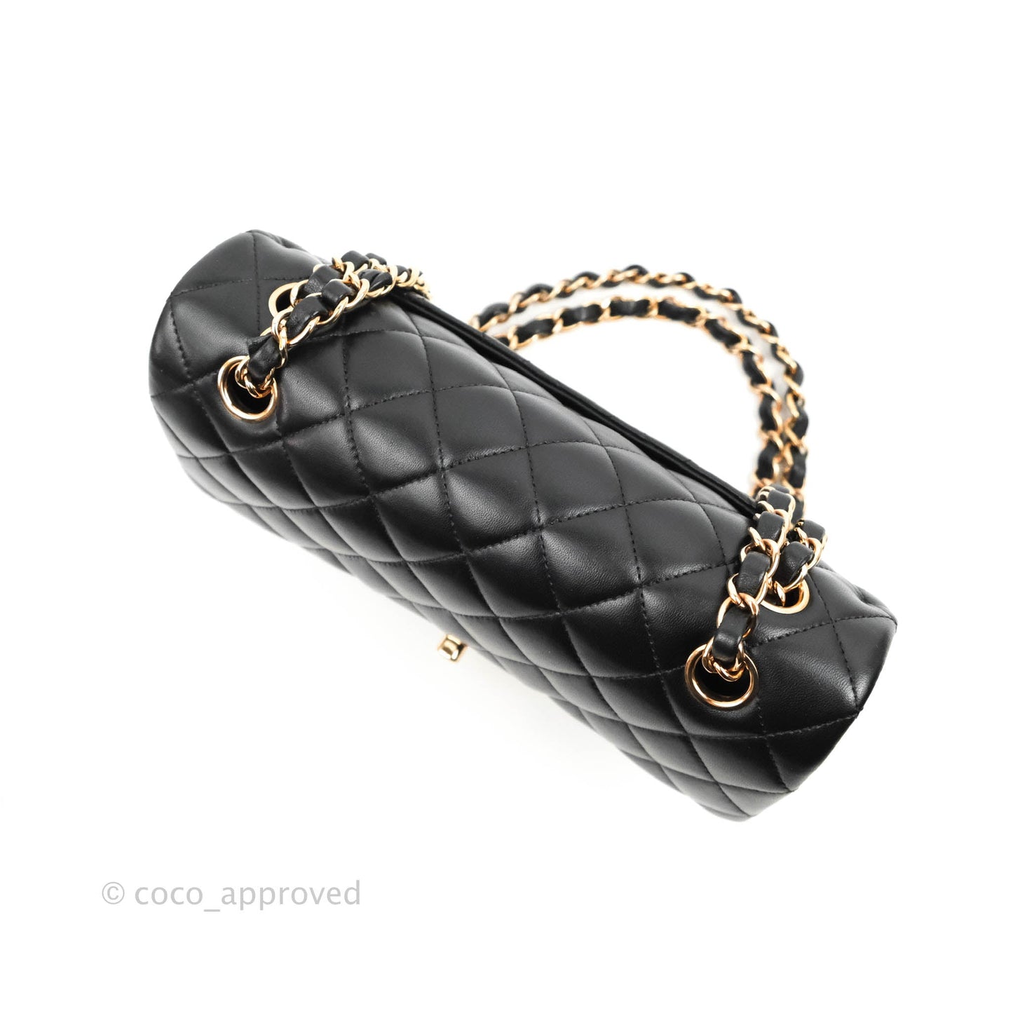 Chanel Small Classic Quilted Flap Black Lambskin Rose Gold Hardware