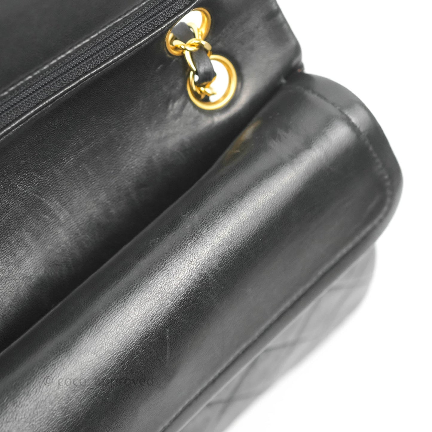 Chanel Vintage Classic S/M Small Double Flap Bag Black Lambskin 24K Gold Hardware
