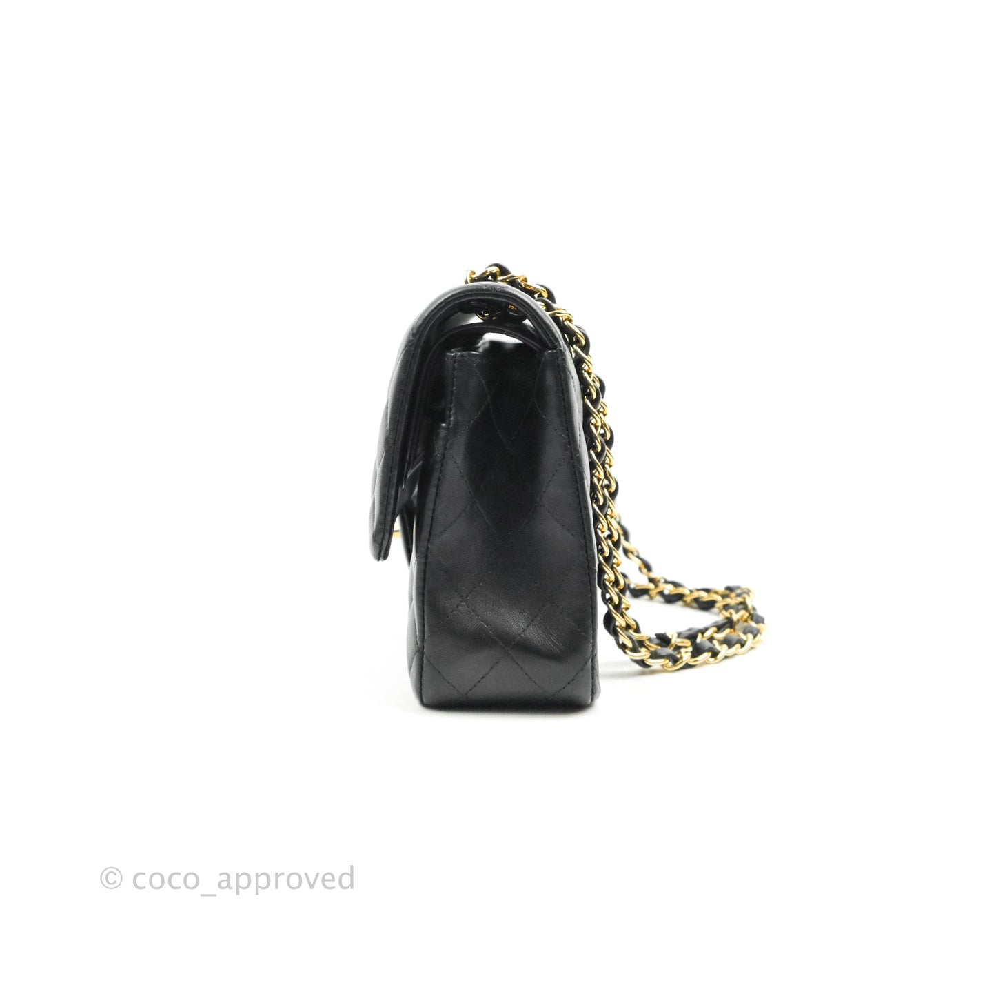 Chanel Classic M/L Medium Double Flap Black Lambskin Gold Hardware