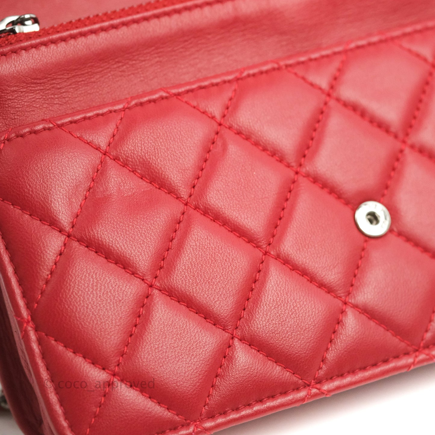 Chanel Boy Wallet on Chain WOC Red Lambskin Dark Silver Hardware
