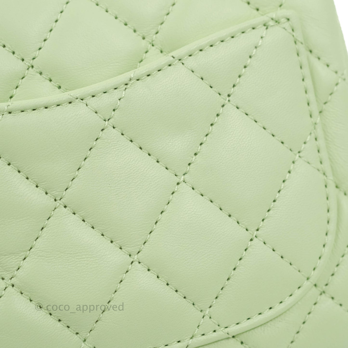 Chanel Mini Square Pearl Crush Quilted Avocado Green Lambskin Aged Gold Hardware