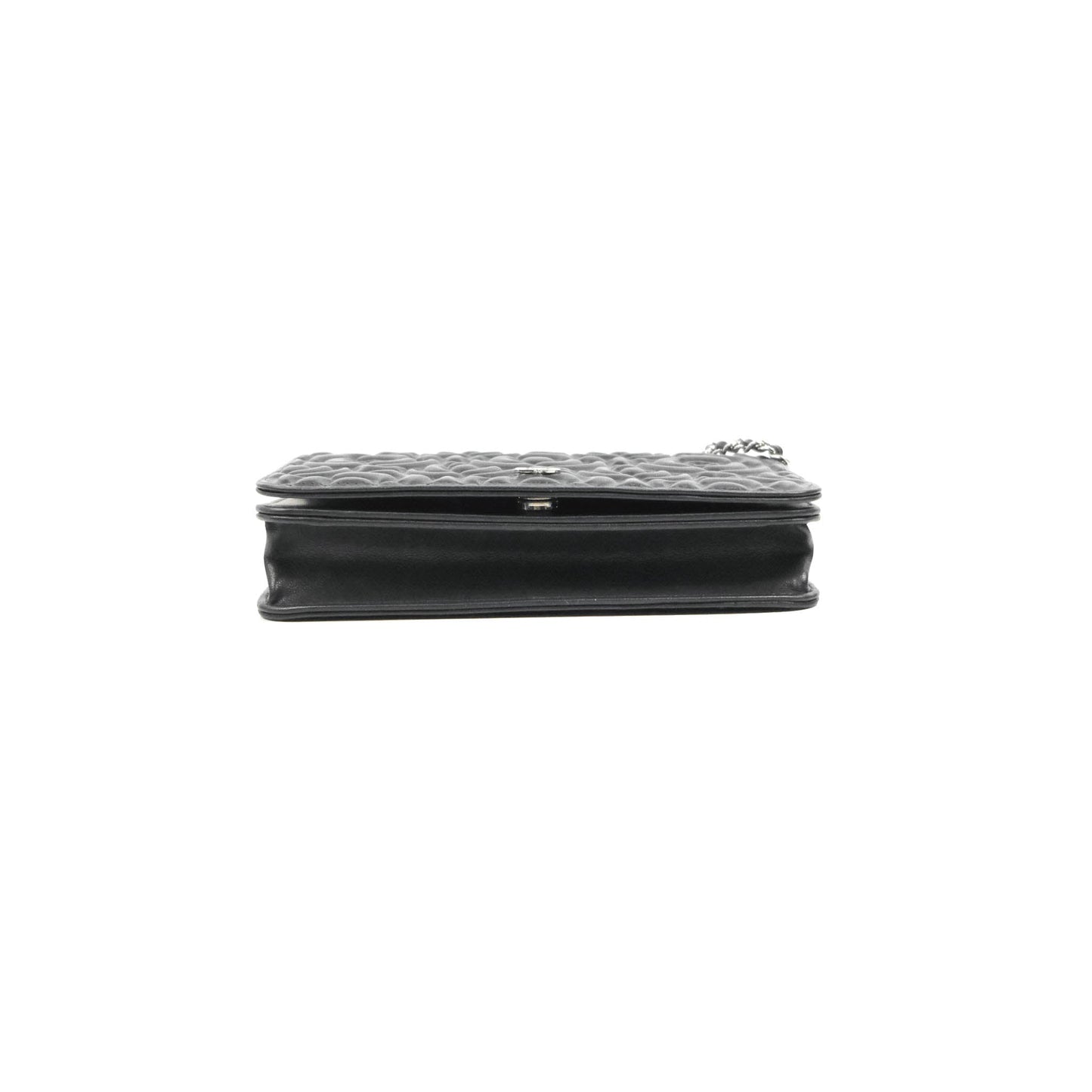 Chanel Camellia Wallet on Chain WOC Black Calfskin Silver Hardware