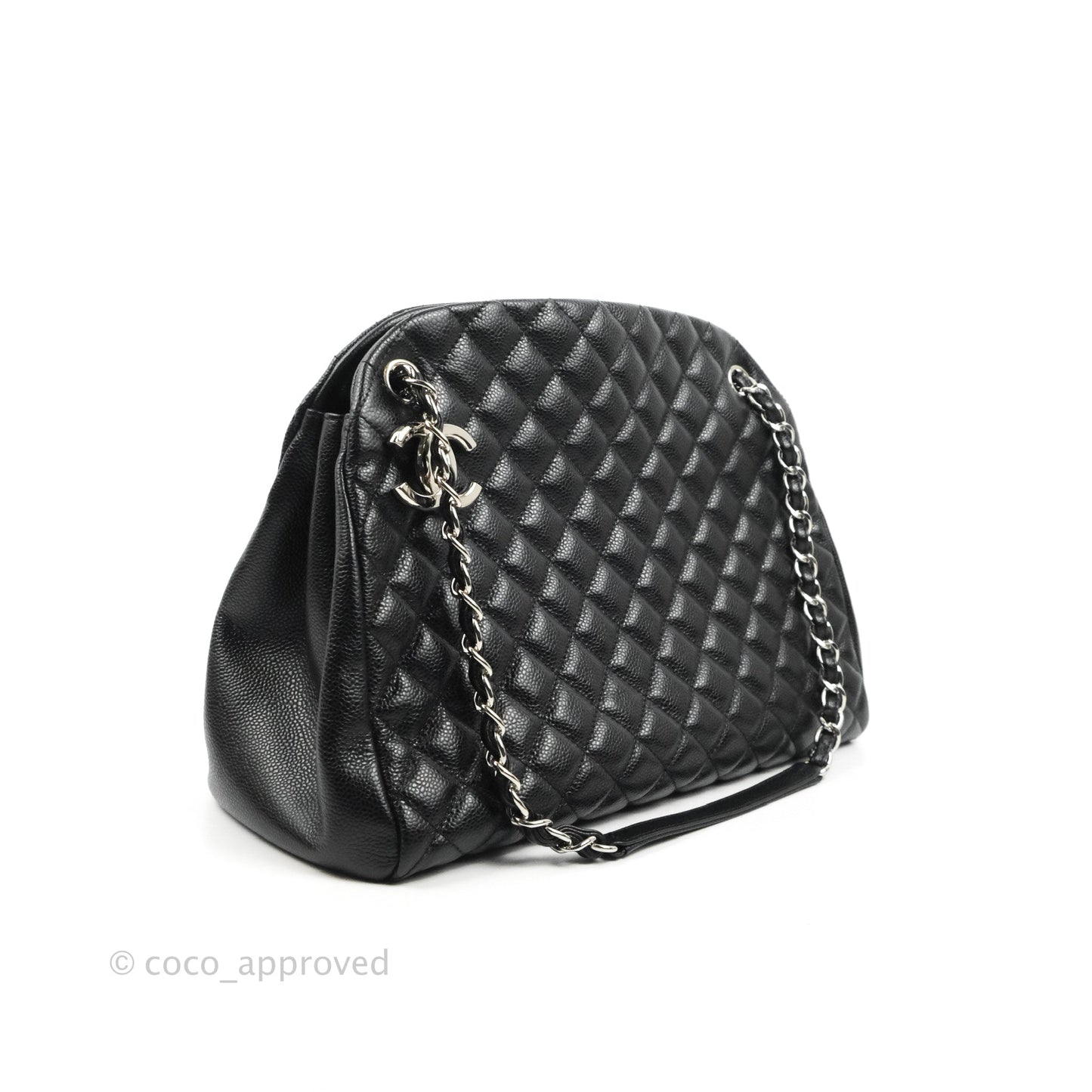Chanel Quilted Large Just Mademoiselle Black Caviar Silver Hardware