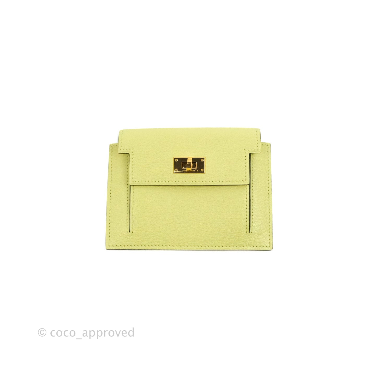 Hermès Kelly Pocket Compact Wallet Chevre Mysore Jaune Bourgeon Gold Hardware