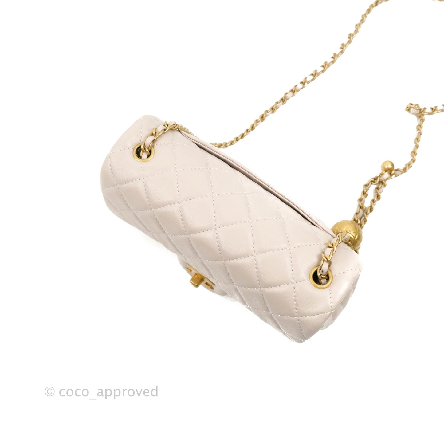 Chanel Mini Rectangular Pearl Crush Quilted Lilac Lambskin Aged Gold Hardware