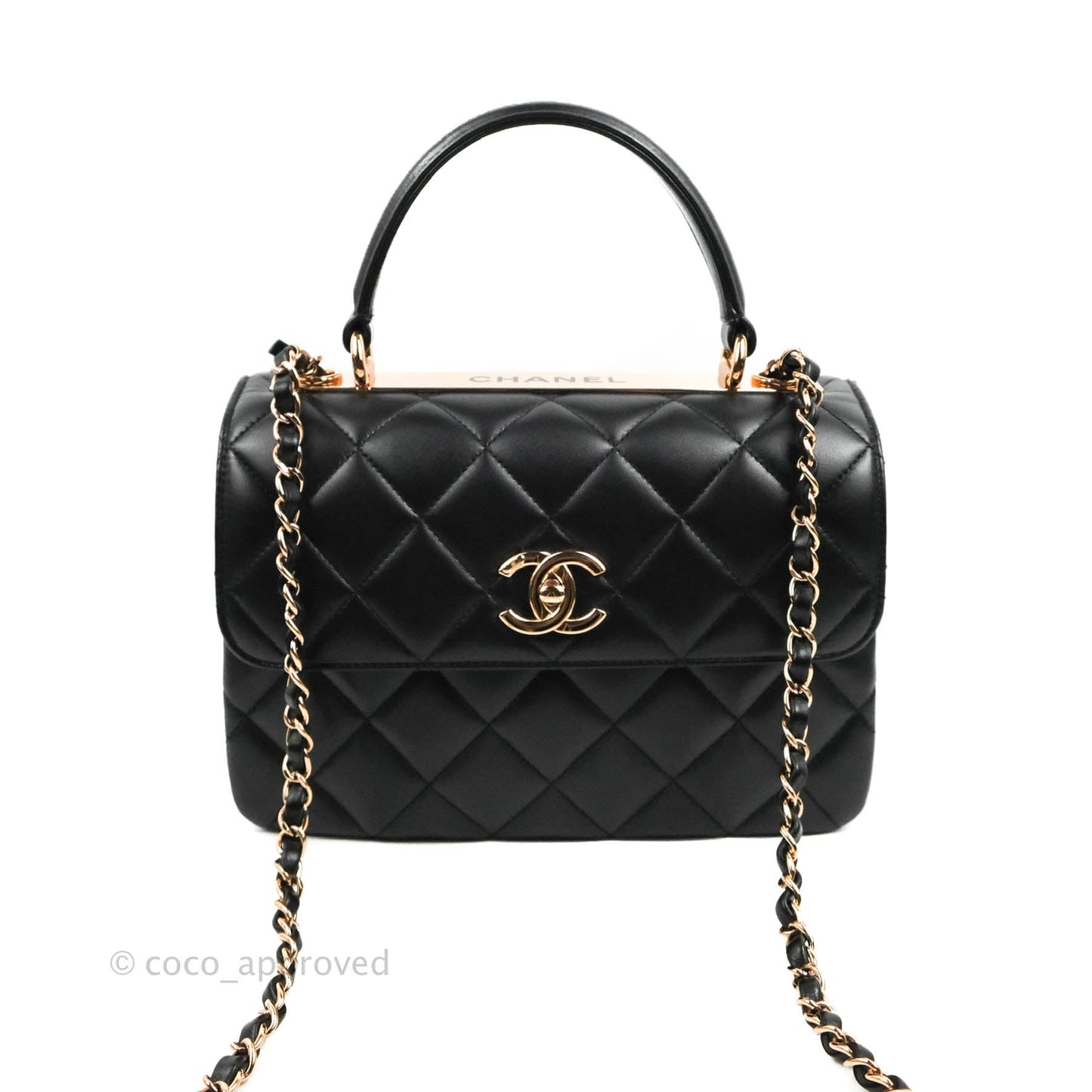 Chanel Small Trendy CC Black Lambskin Rose Gold Hardware 22C