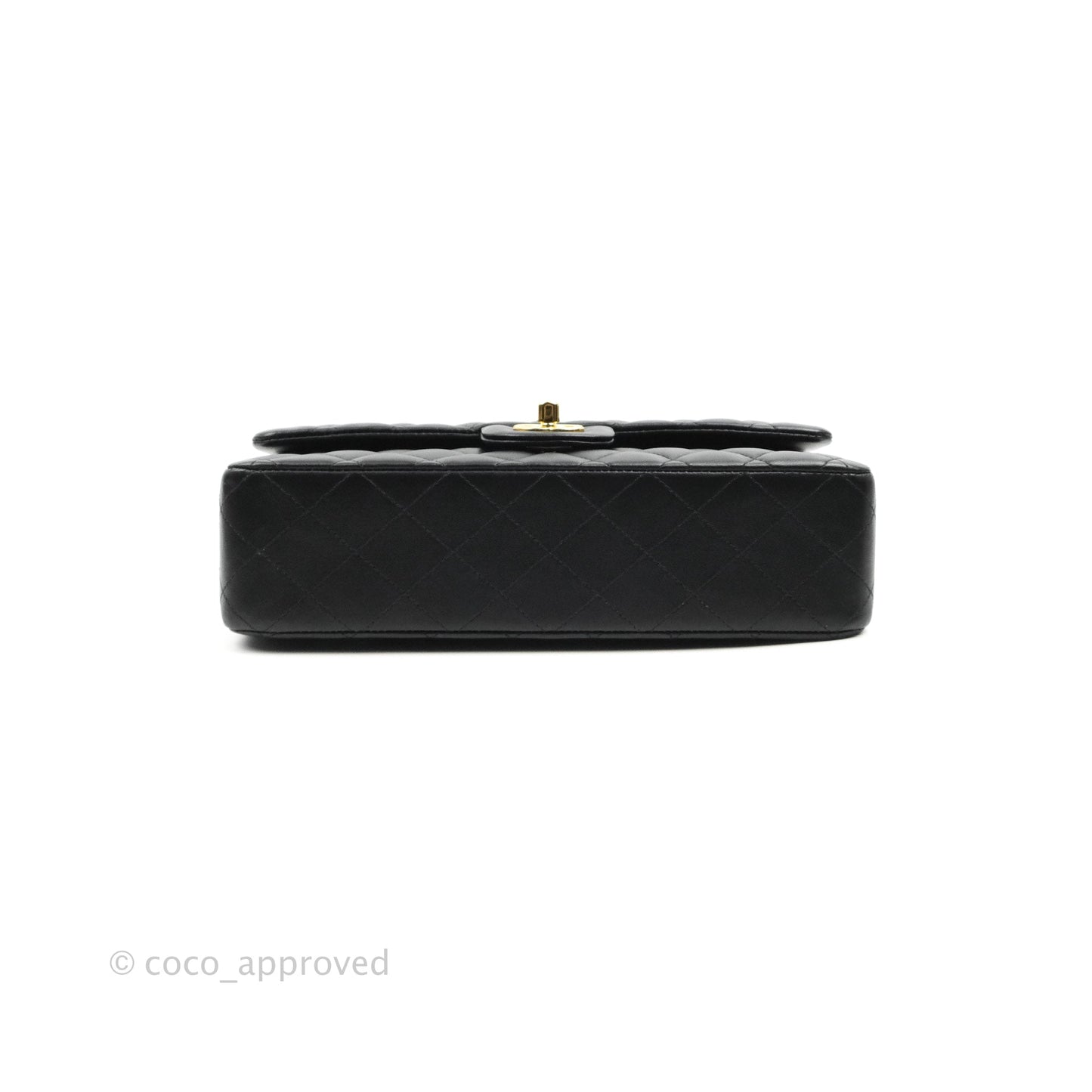 Chanel Classic M/L Medium Double Flap Black Lambskin Gold Hardware