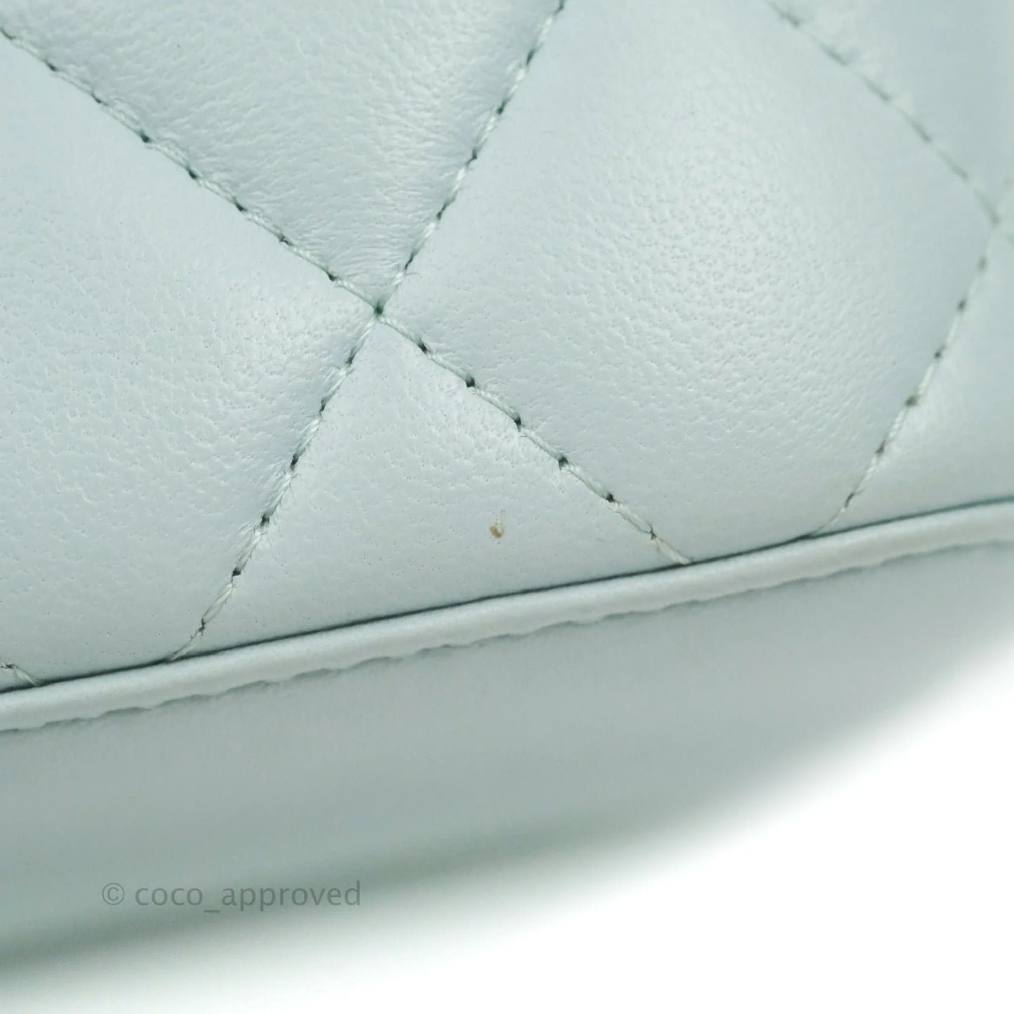 Chanel Mini Top Handle Vanity With Chain Light Blue Lambskin Gold Hardware
