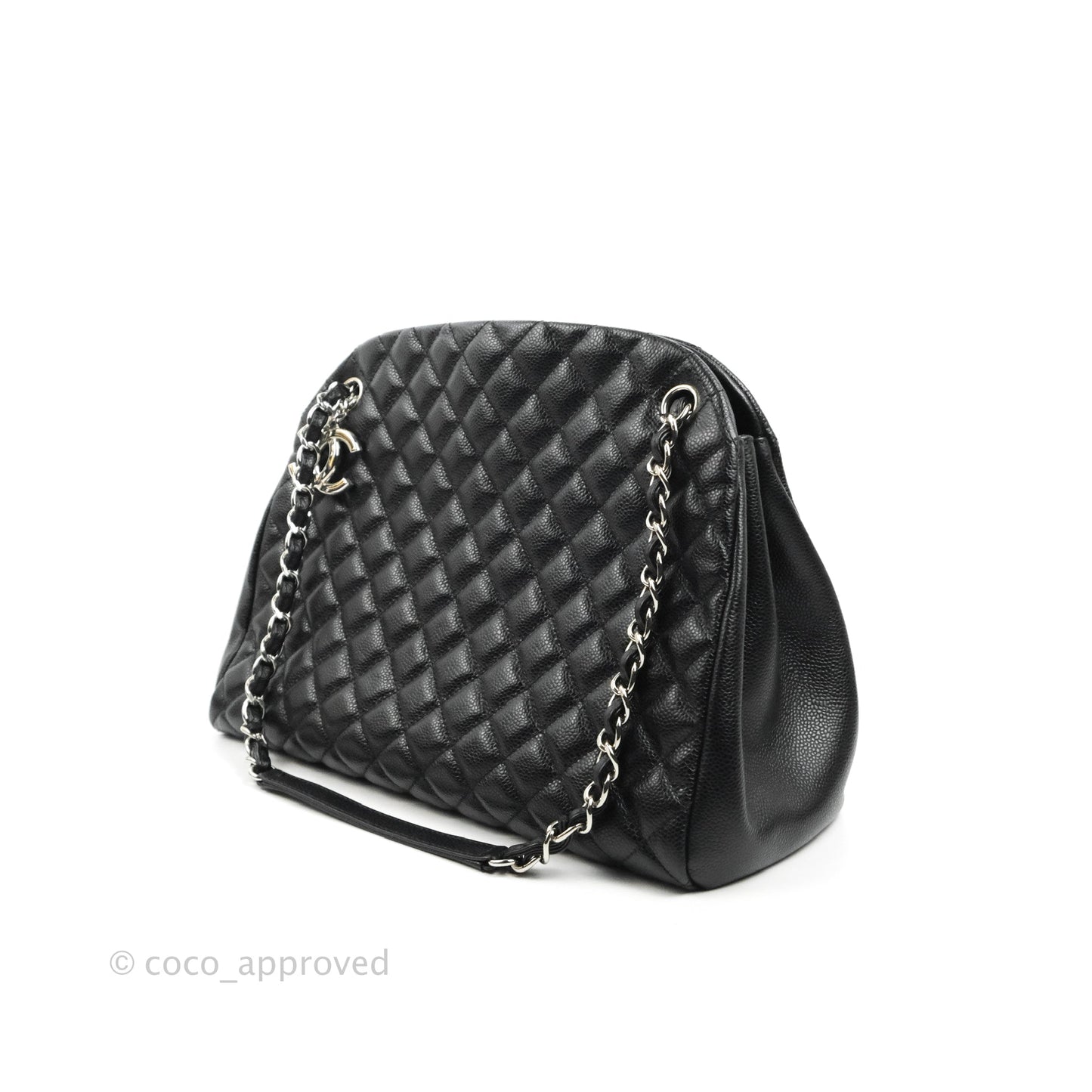 Chanel Quilted Large Just Mademoiselle Black Caviar Silver Hardware