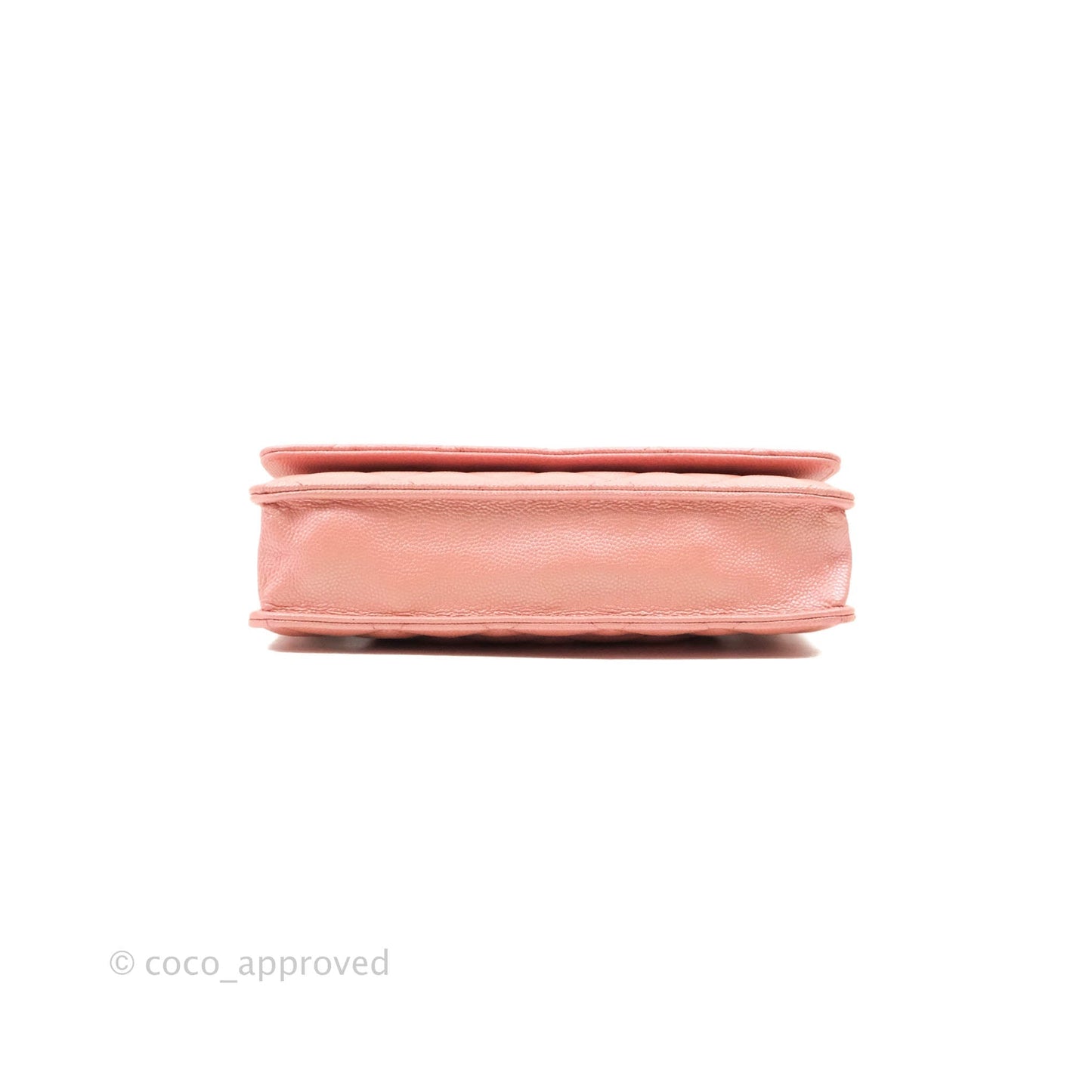 Chanel Quilted Wallet on Chain WOC Iridescent Pink Caviar Gold Hardware 19S