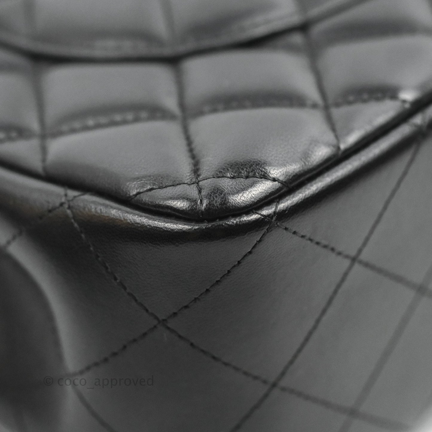 Chanel Quilted Jumbo Double Flap Black Lambskin Silver Hardware