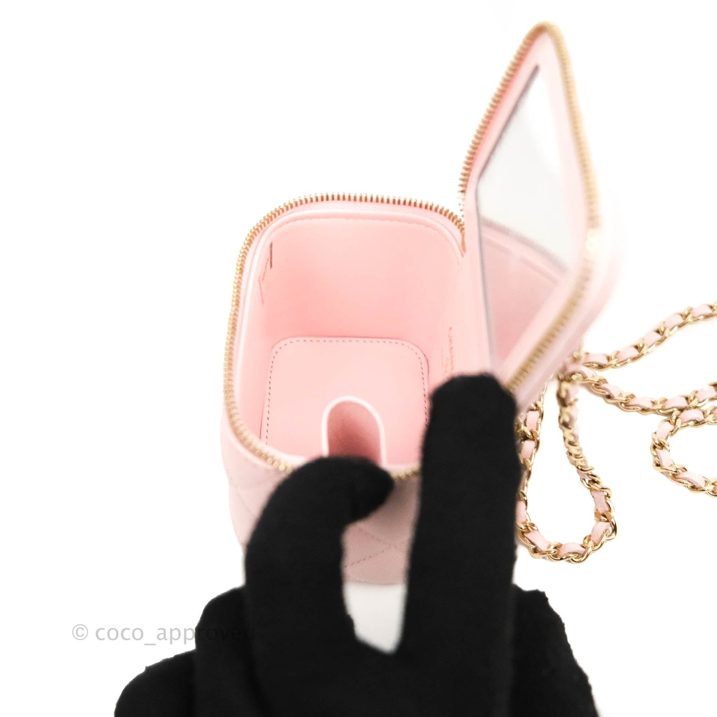 Chanel Mini Vanity With Chain Pink Caviar Gold Hardware