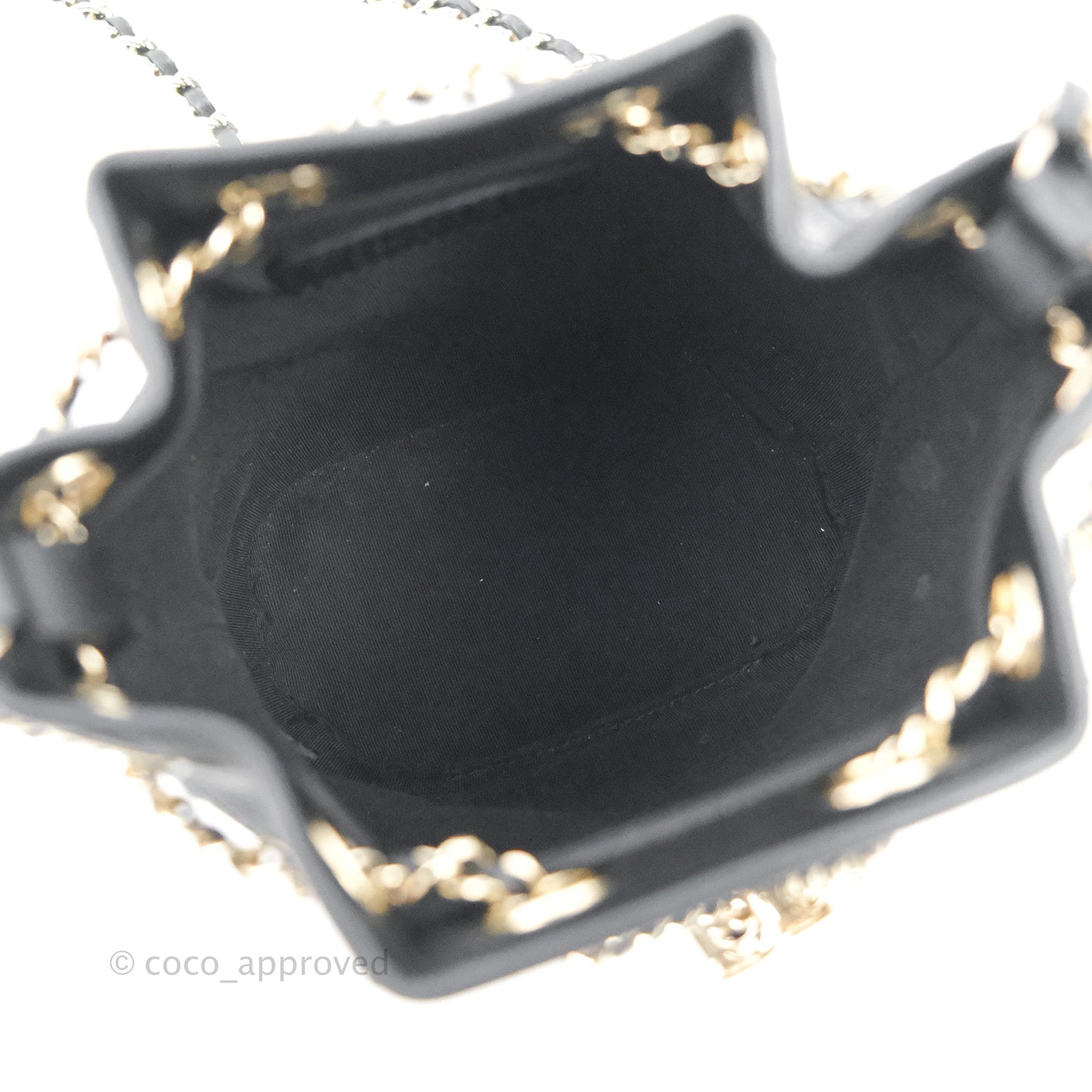 Chanel Mini CC Drawstring Bucket Bag Black Calfskin Gold Hardware