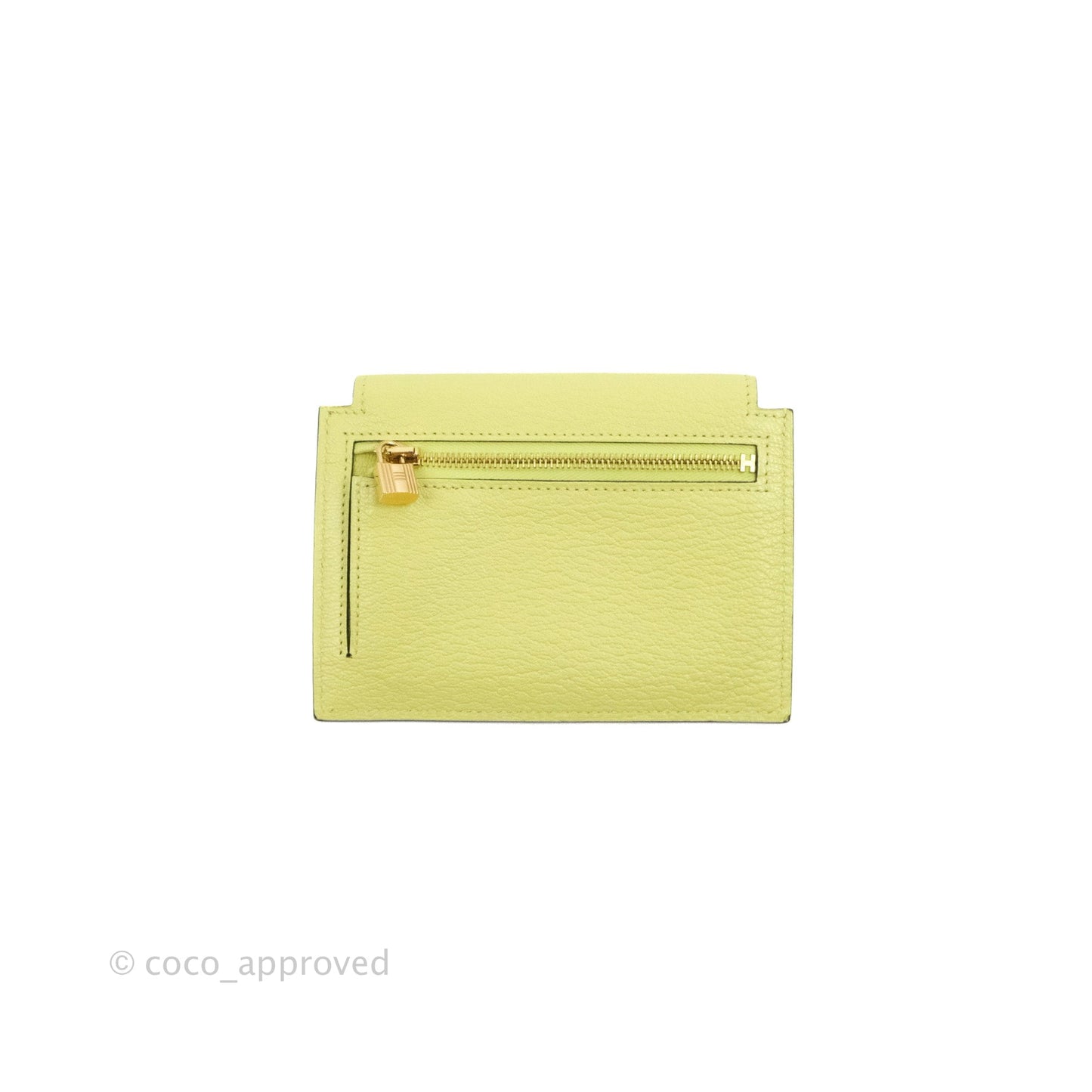 Hermès Kelly Pocket Compact Wallet Chevre Mysore Jaune Bourgeon Gold Hardware