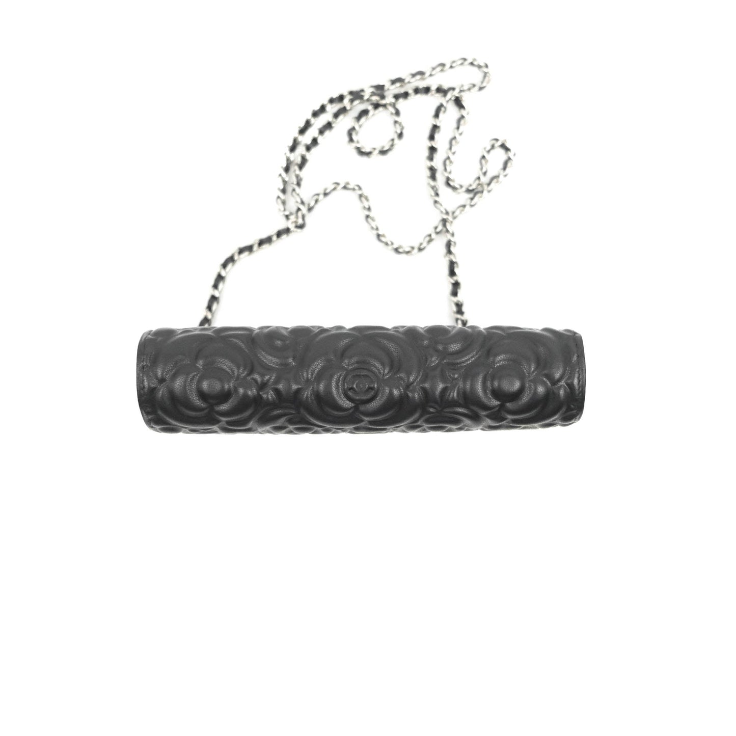 Chanel Camellia Wallet on Chain WOC Black Calfskin Silver Hardware