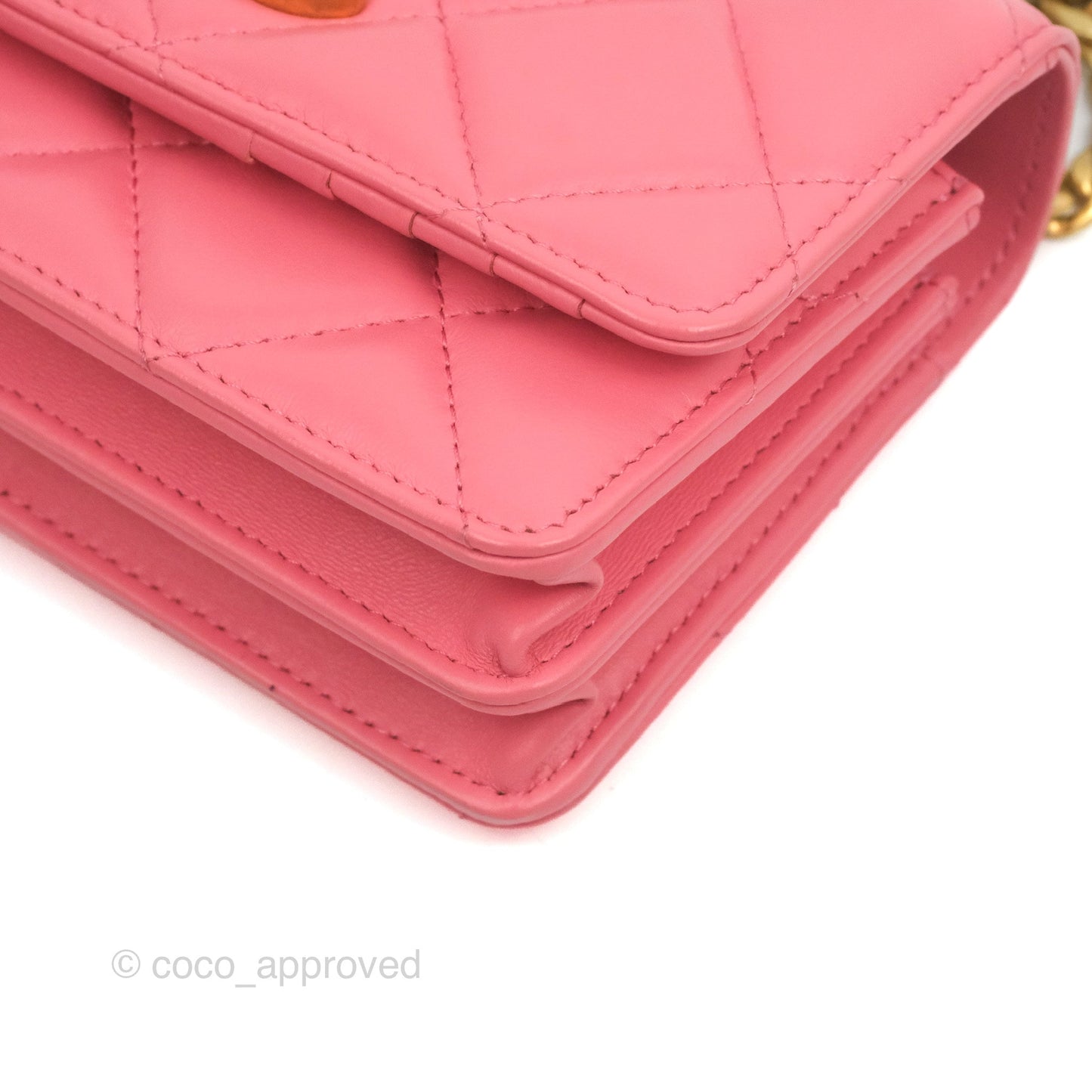 Chanel Enamel Quilted Pending CC Mini WOC Pink Lambskin Aged Gold Hardware 22P