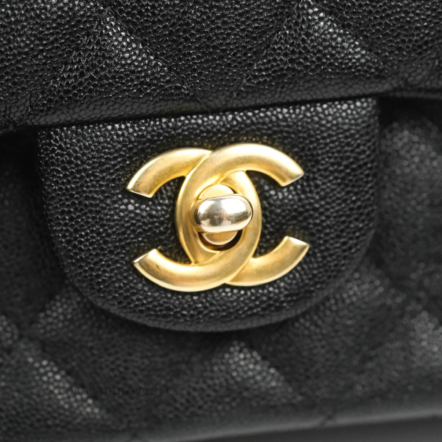 Chanel Top Handle Mini Rectangular Flap Bag Black Caviar Gold Hardware