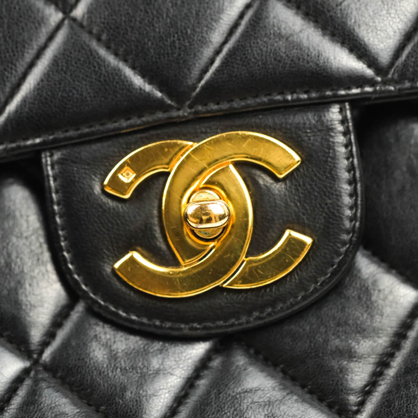 Chanel Vintage Jumbo Single Flap Black Lambskin 24K Gold Hardware