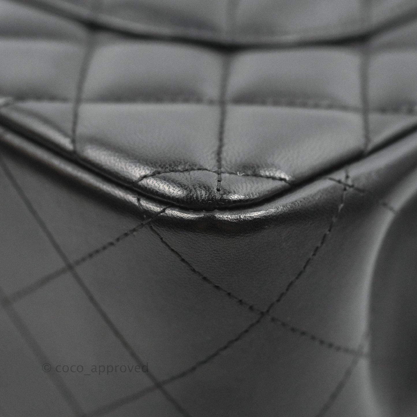 Chanel Quilted Jumbo Double Flap Black Lambskin Silver Hardware