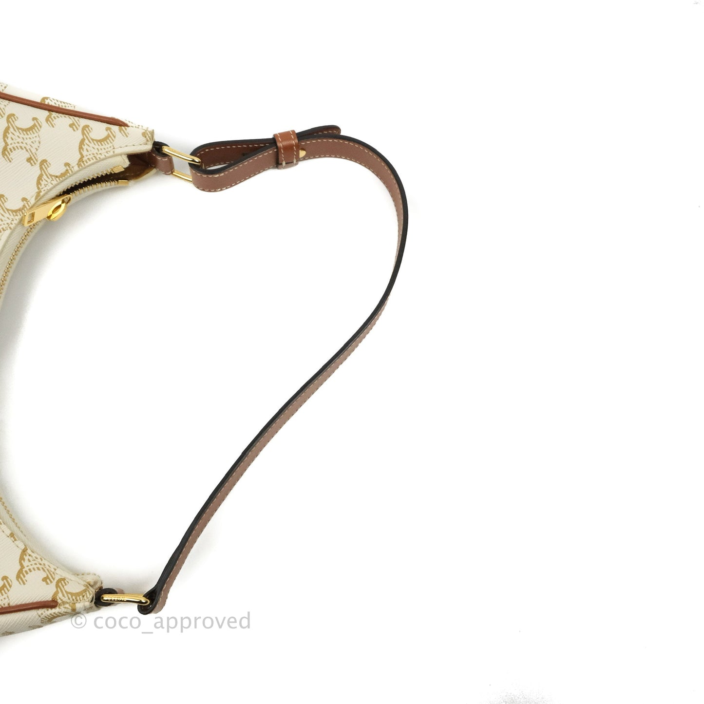 Celine Ava Bag In Triomphe Canvas Calfskin White