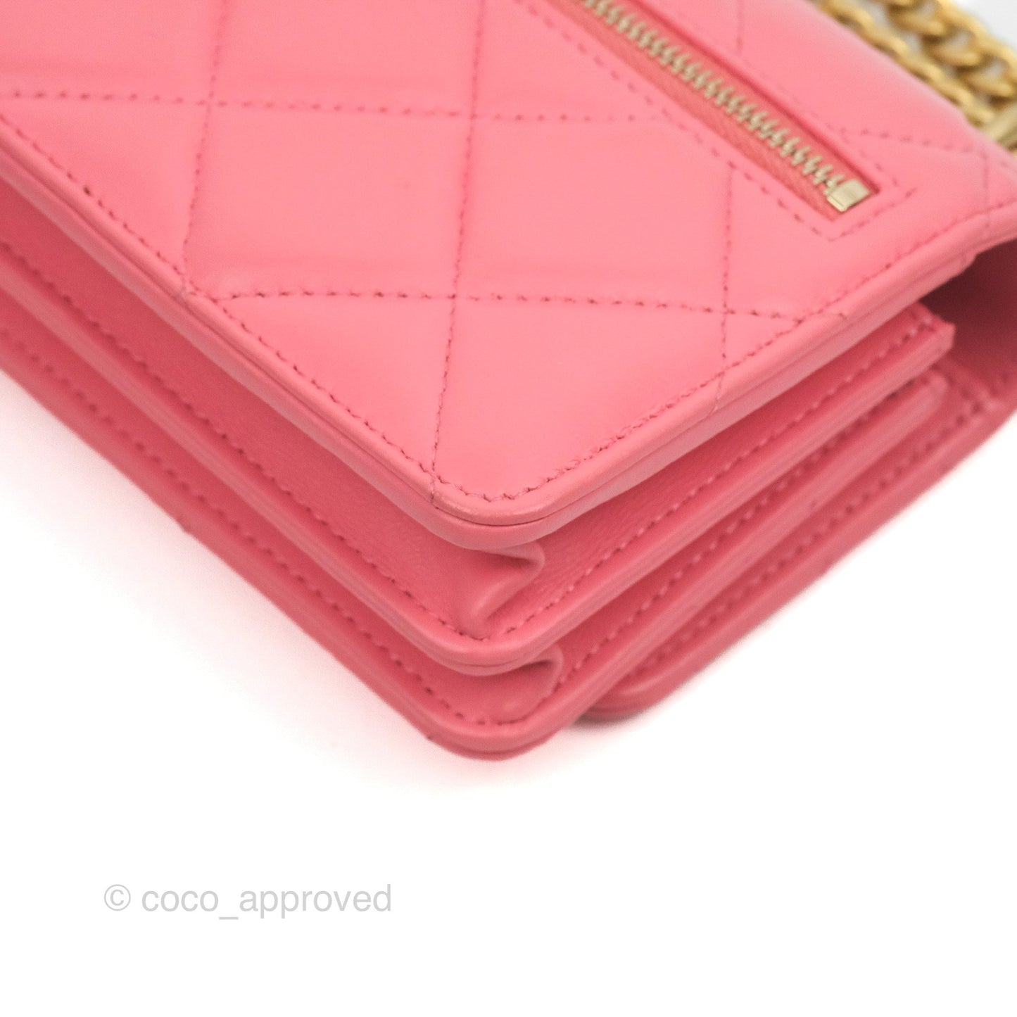 Chanel Enamel Quilted Pending CC Mini WOC Pink Lambskin Aged Gold Hardware 22P