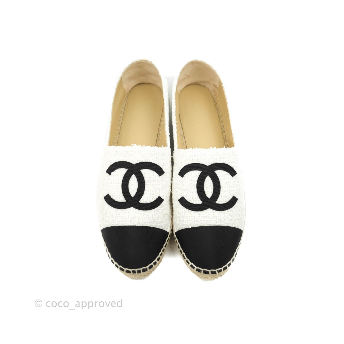 Chanel Espadrilles Tweed Black White 42C