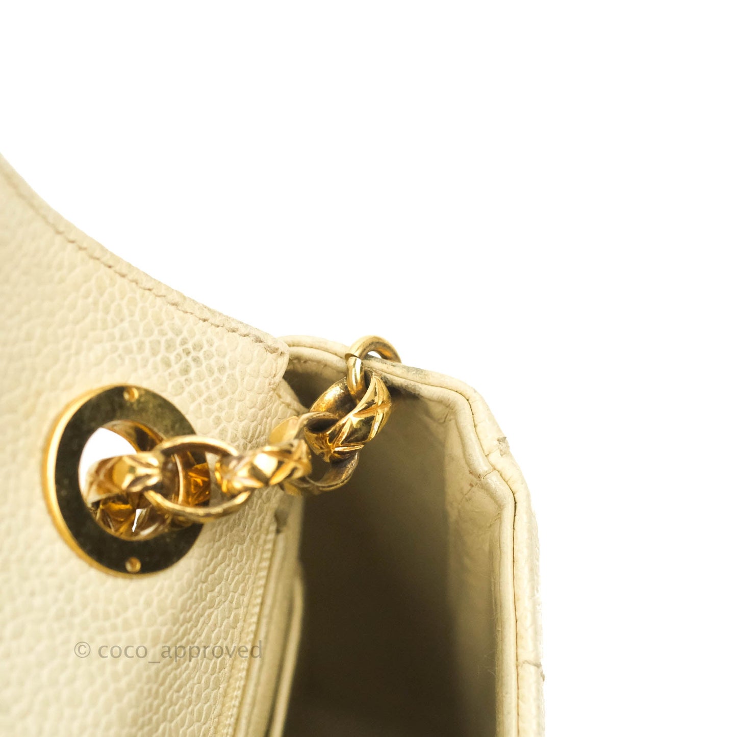 Chanel Vintage Vertical Mini Square Beige Caviar Gold Hardware
