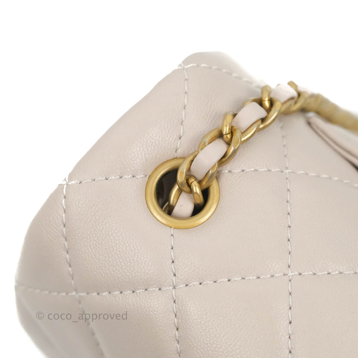 Chanel Mini Rectangular Pearl Crush Quilted Lilac Lambskin Aged Gold Hardware