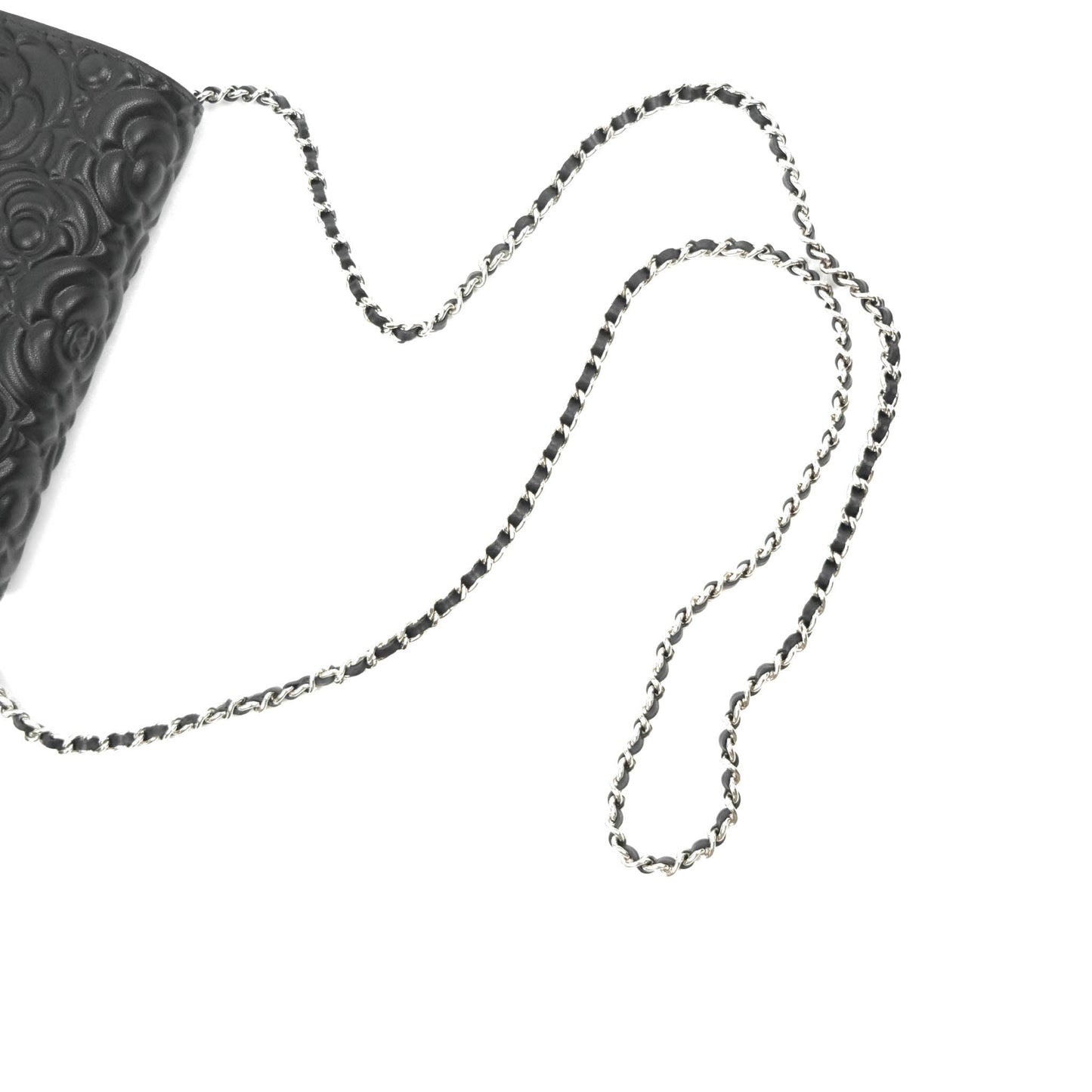 Chanel Camellia Wallet on Chain WOC Black Calfskin Silver Hardware