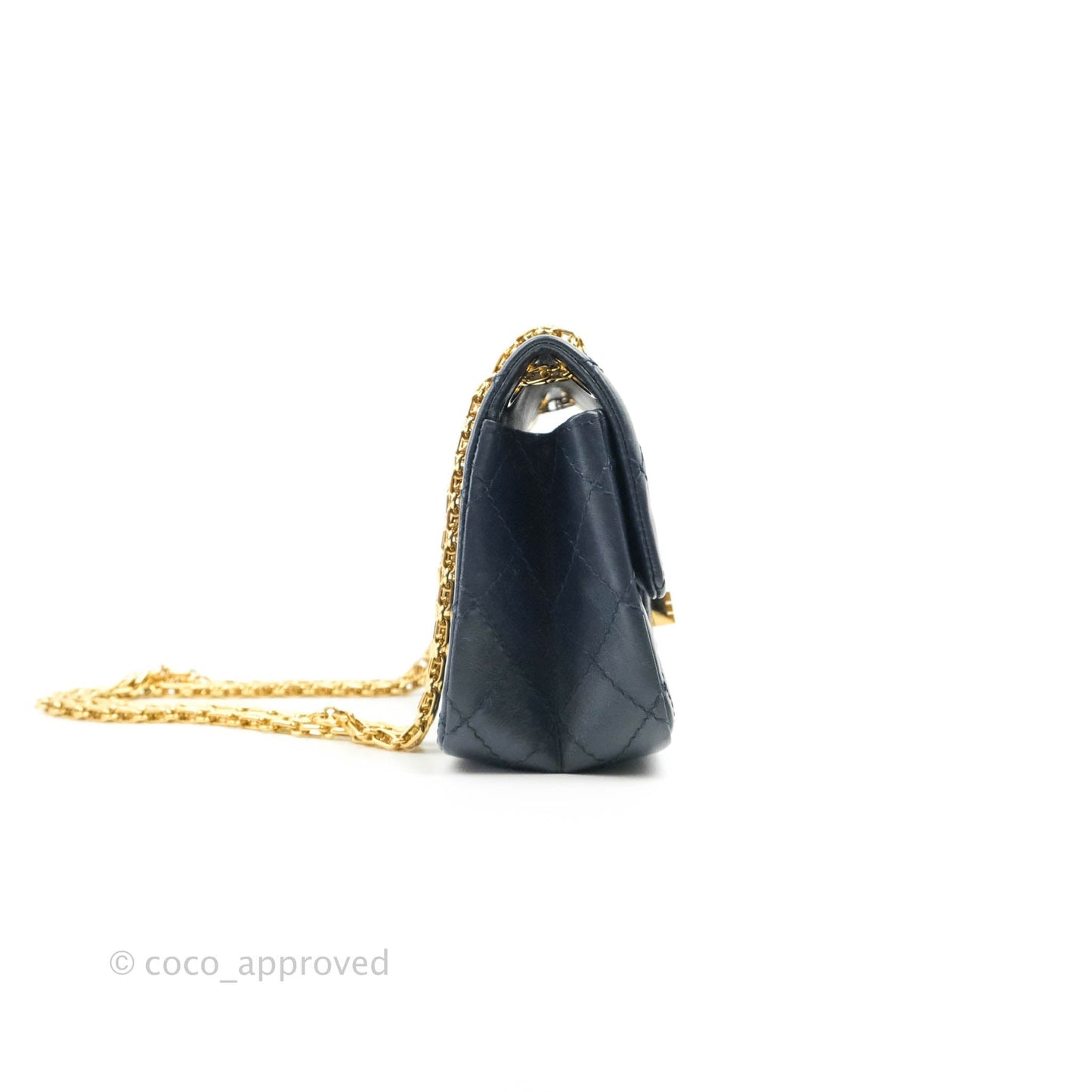 Chanel Mini Reissue 224 Navy Aged Calfskin Gold Hardware