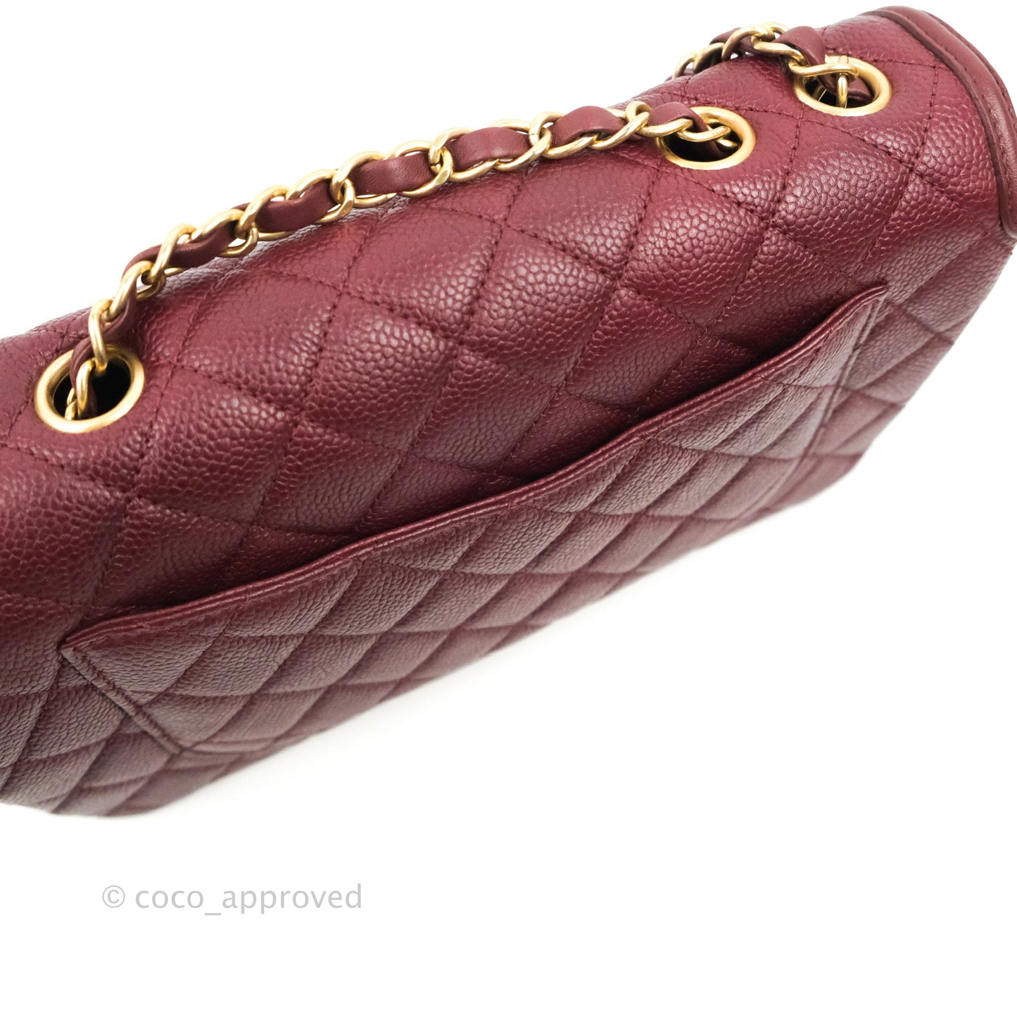 Chanel Quilted Medium CC Filigree Flap Burgundy Black Caviar