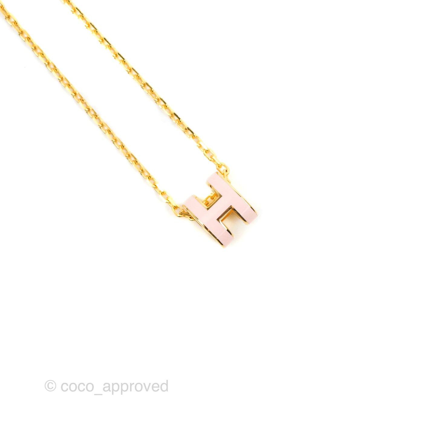 Hermès Mini Pop H Rose Dragee Pendant Necklace Gold Hardware