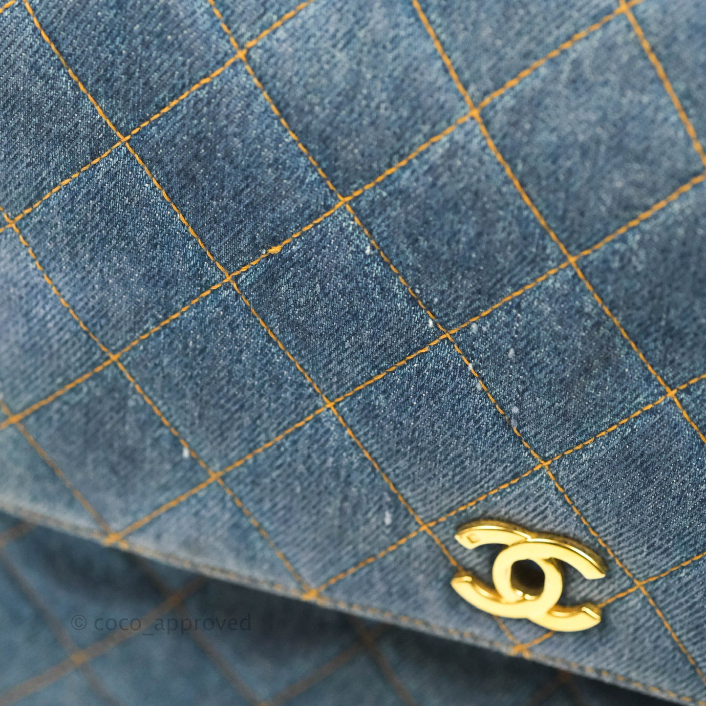 Chanel Vintage Quilted Kelly Bag Denim 24K Gold Hardware