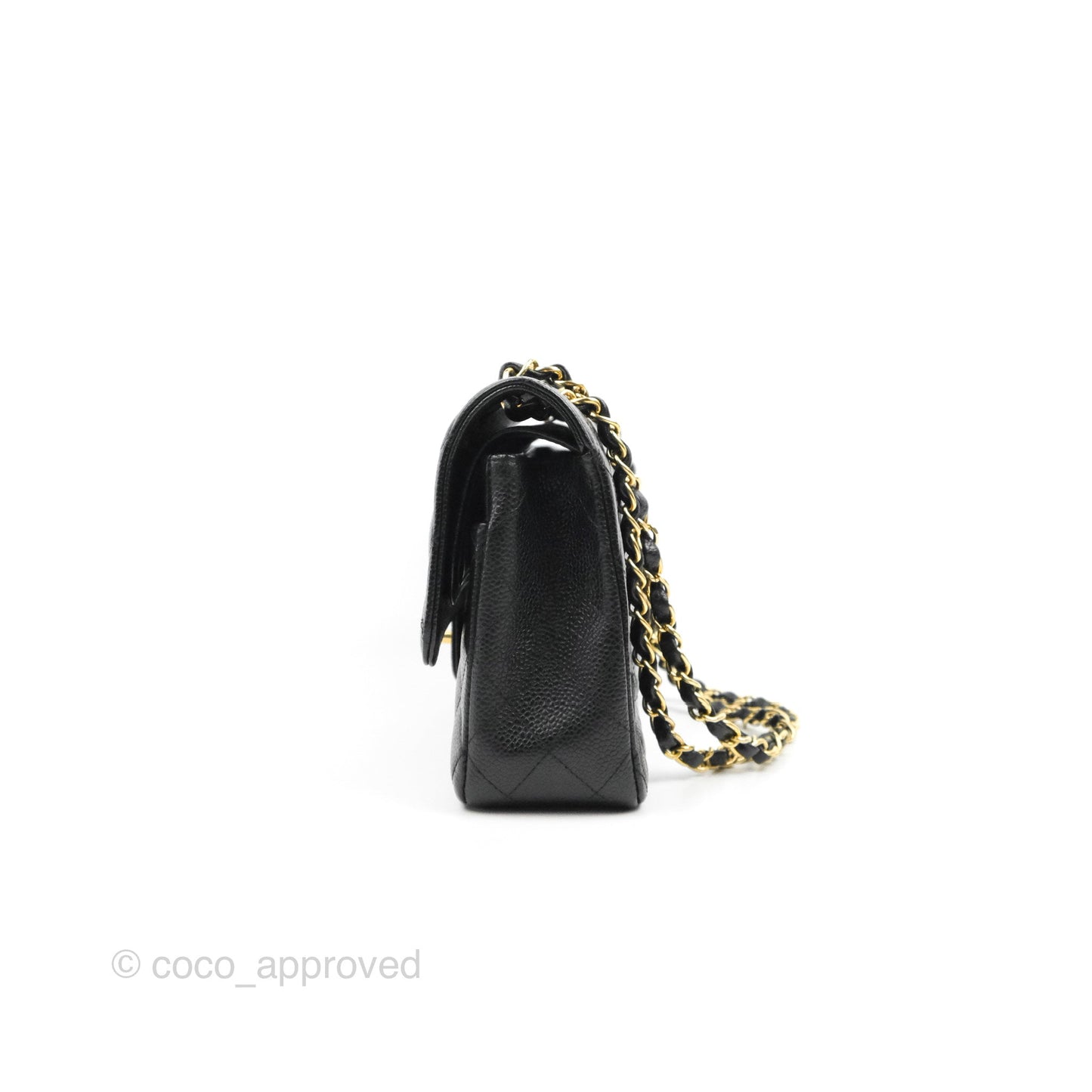 Chanel Classic M/L Medium Flap Quilted Black Caviar 24K Gold Hardware