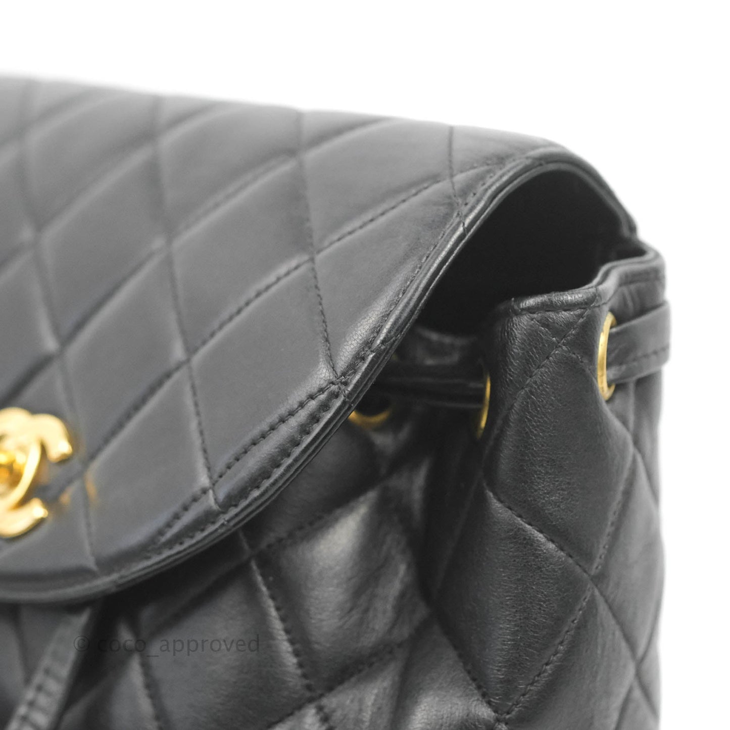 Chanel Vintage CC Duma Backpack Black Lambskin 24K Gold Hardware