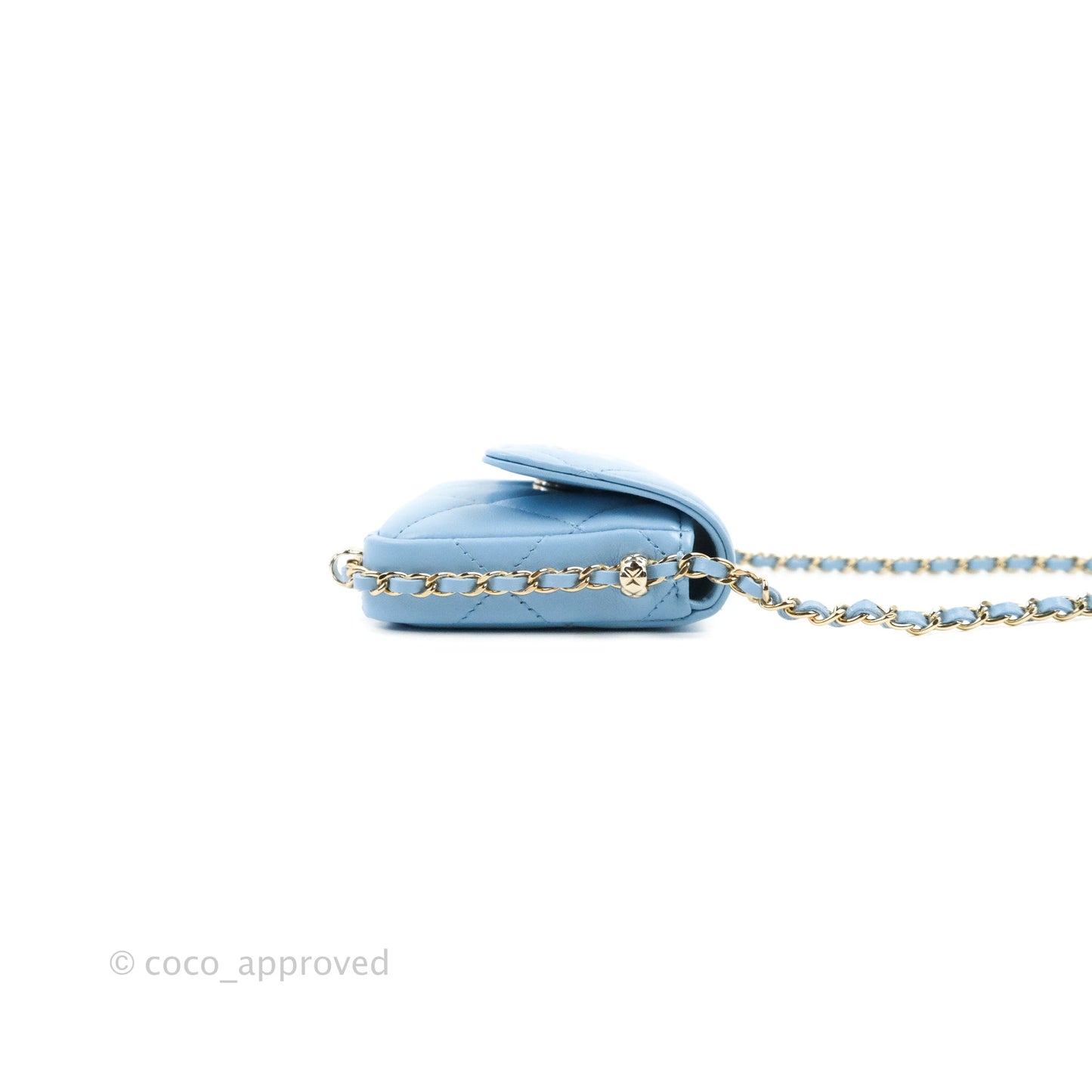 Chanel Mini Clutch With Chain Blue Lambskin Gold Hardware